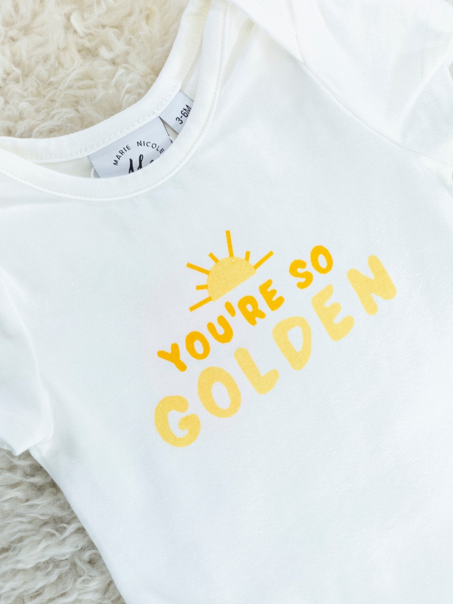 "Golden" Onesie & Striped Bell Bottoms Outfit - Marie Nicole Clothing