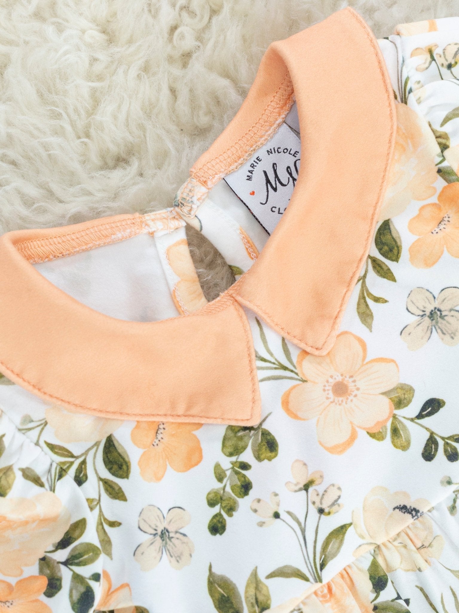 Pastel Orange Rose Vintage Dress - Marie Nicole Clothing