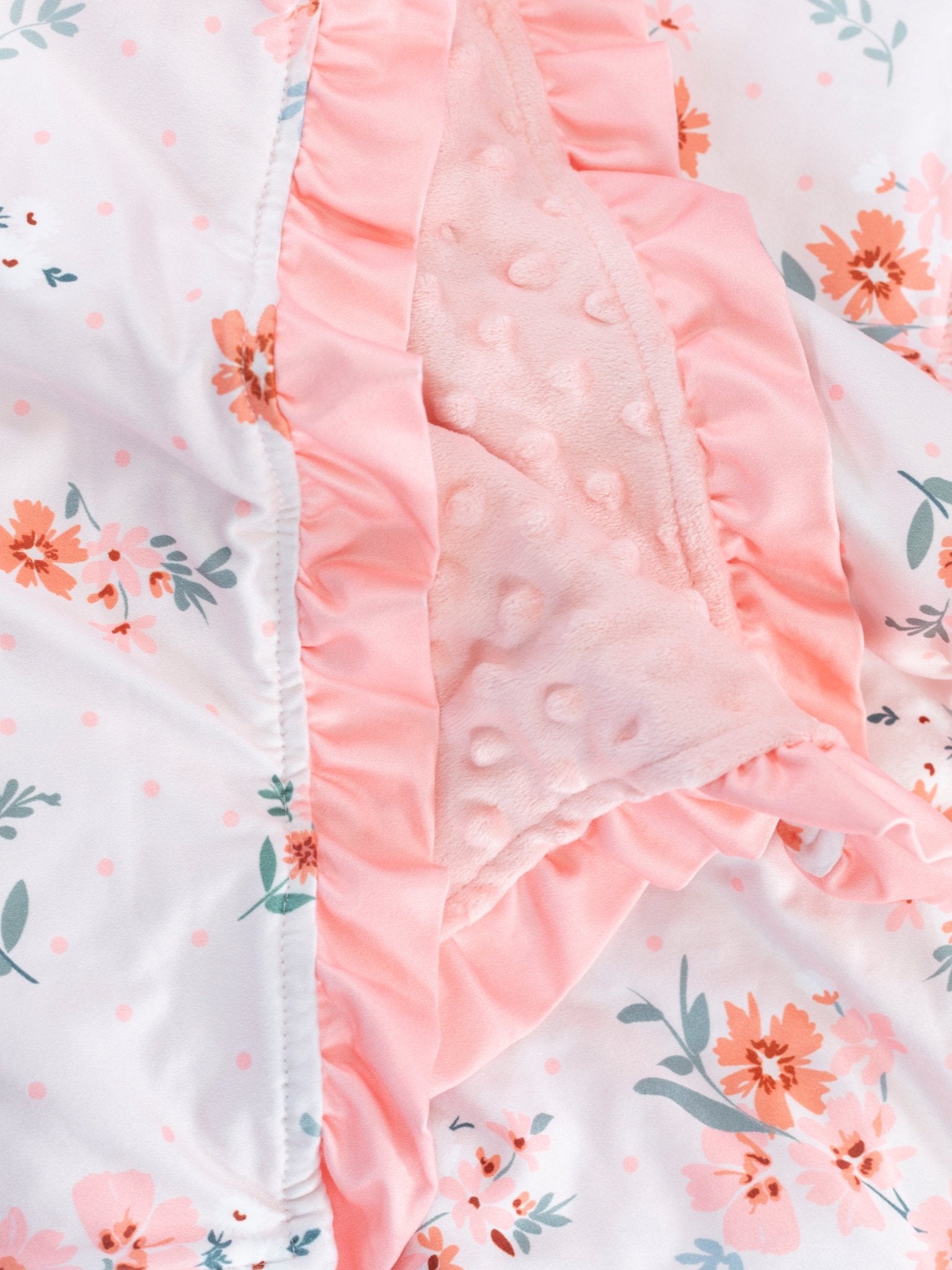 Peach Aster Minky Blanket - Marie Nicole Clothing