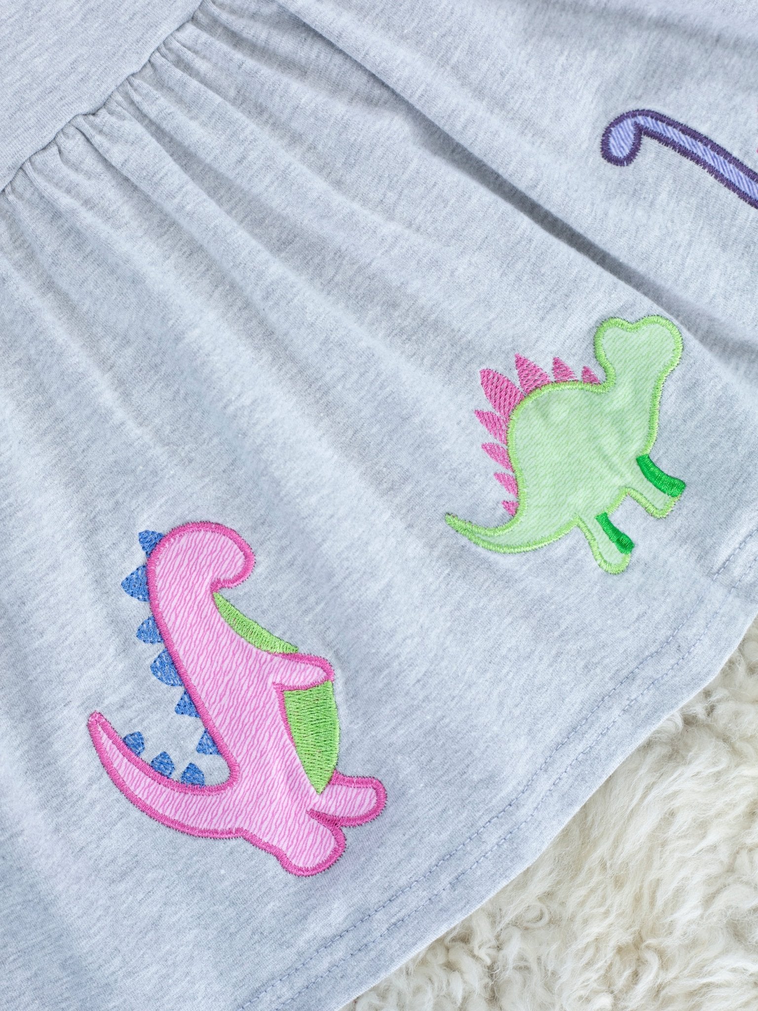 Grey Dinosaur Ruffle Outfit - Marie Nicole Clothing