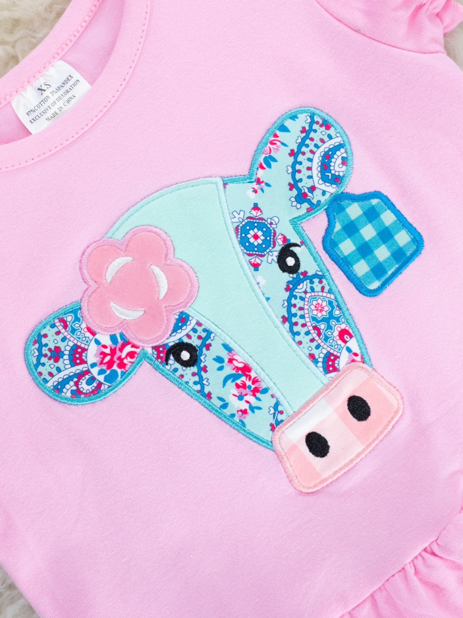 Pink & Blue Boho Cow Bell Bottom Outfit - Marie Nicole Clothing