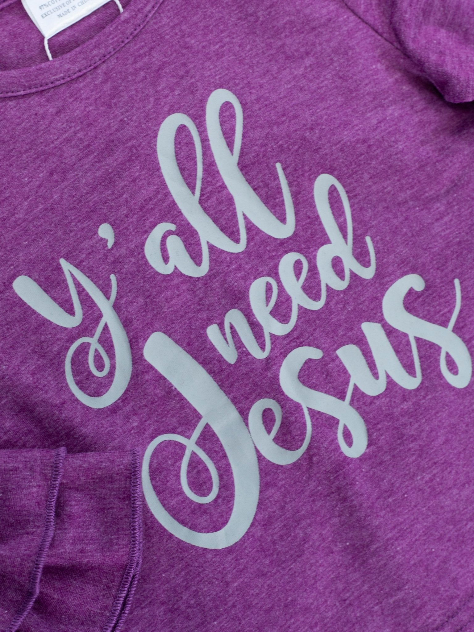 Purple "Y'all Need Jesus" Sequin Denim Outfit - Marie Nicole Clothing
