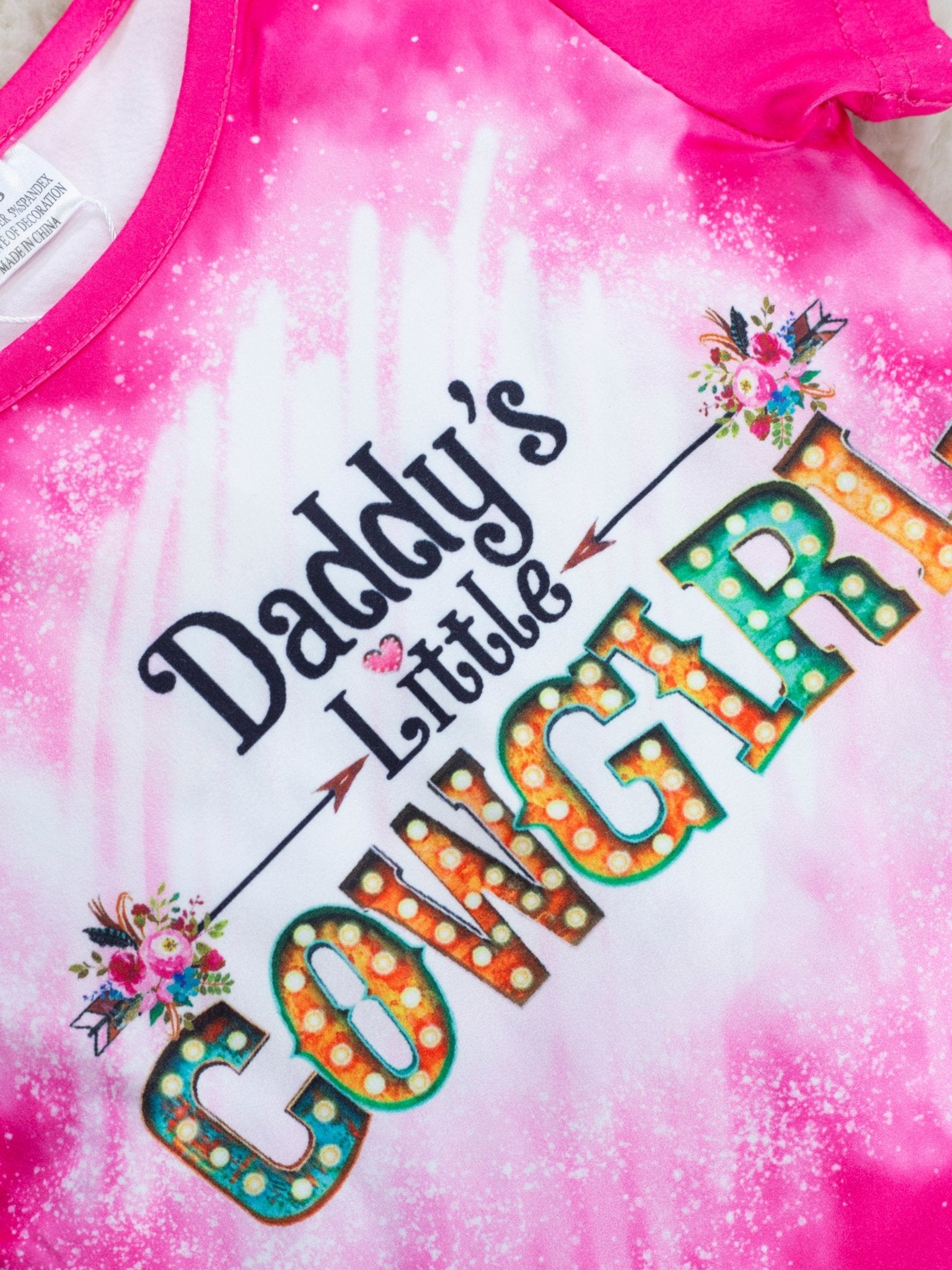 Hot Pink "Daddy's Little Cowgirl" Floral Bell Bottom Outfit - Marie Nicole Clothing