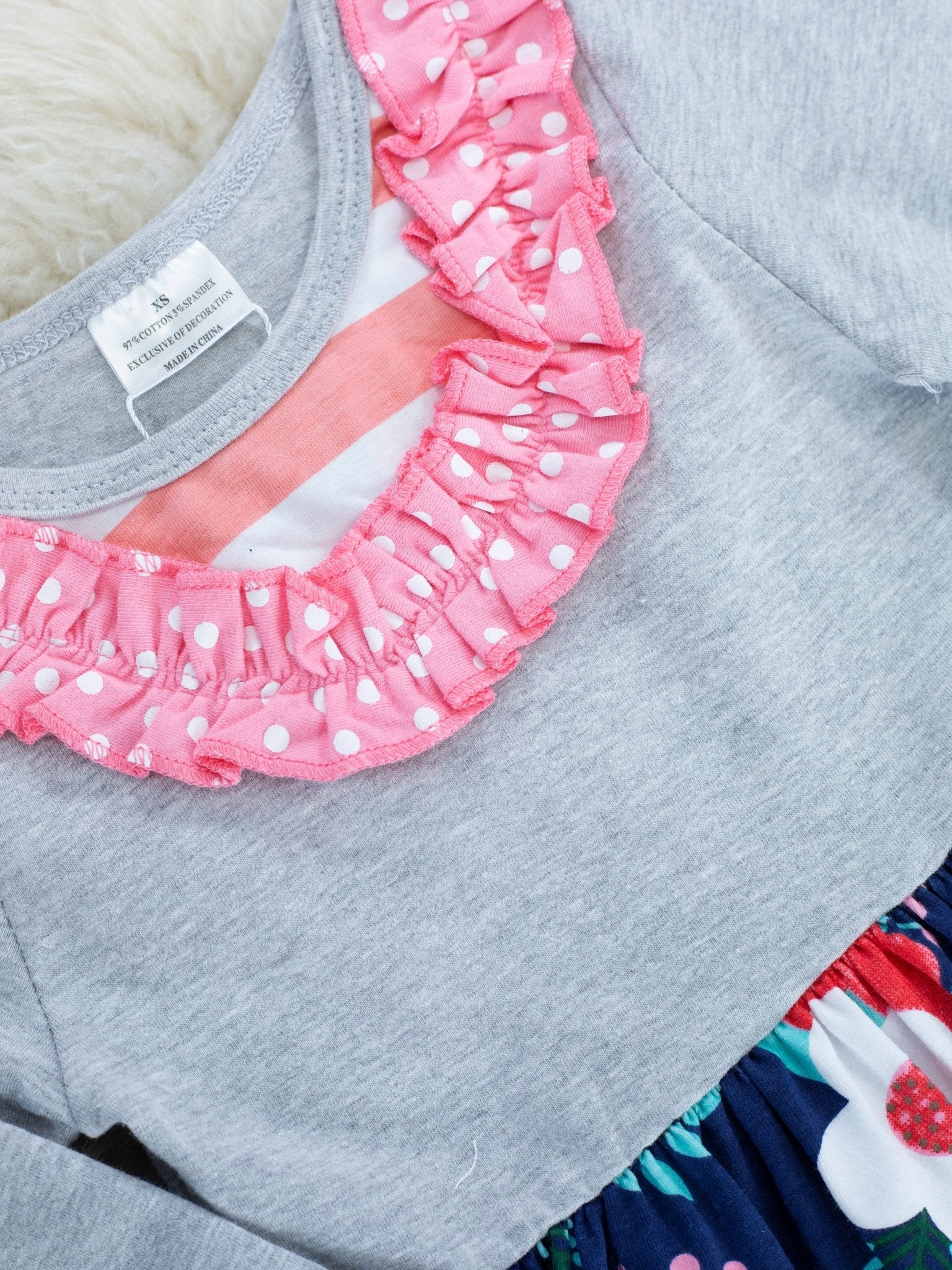 Navy & Peach Floral Ruffle Outfit - Marie Nicole Clothing