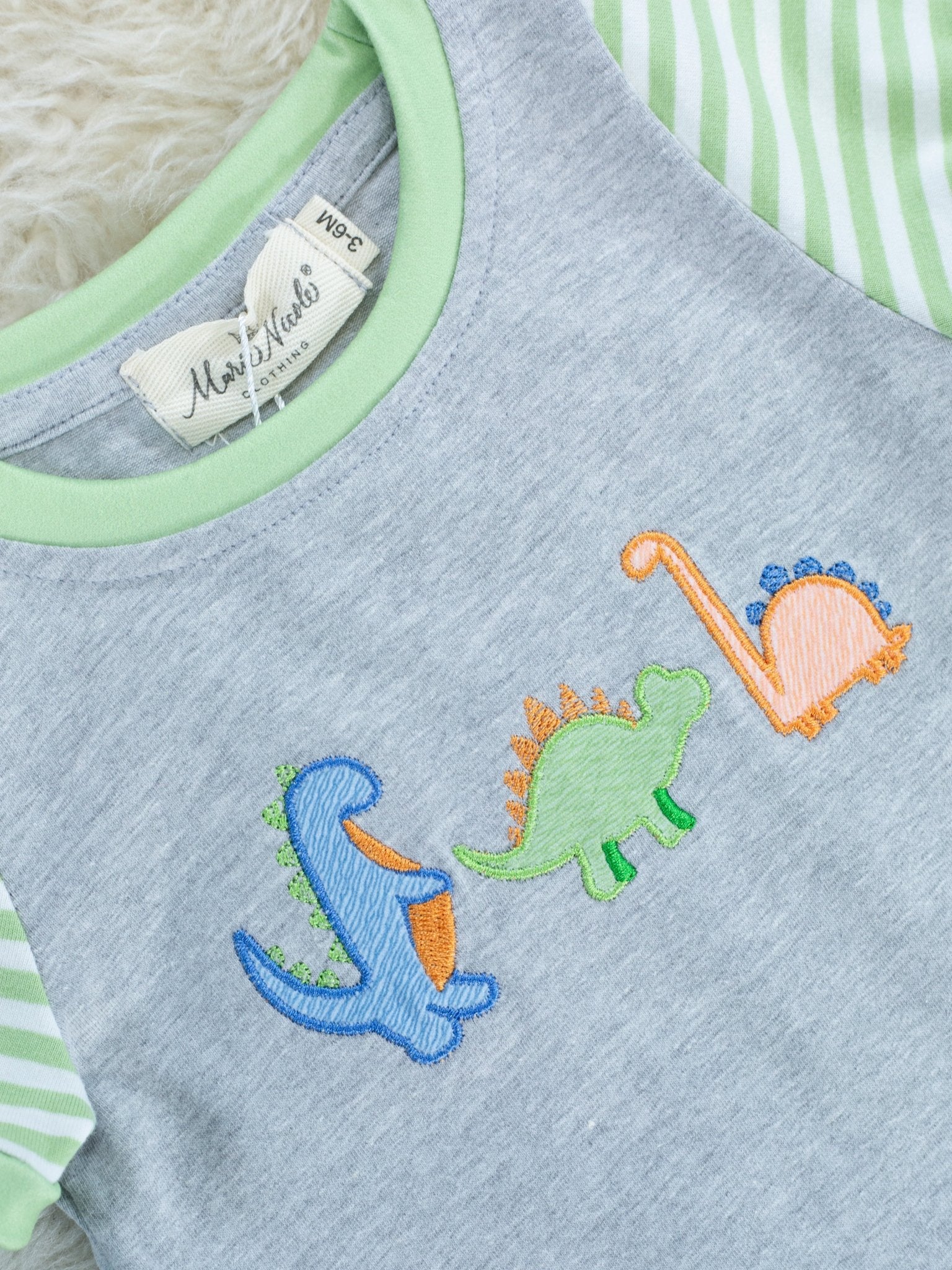 Grey Dinosaur Romper - Marie Nicole Clothing