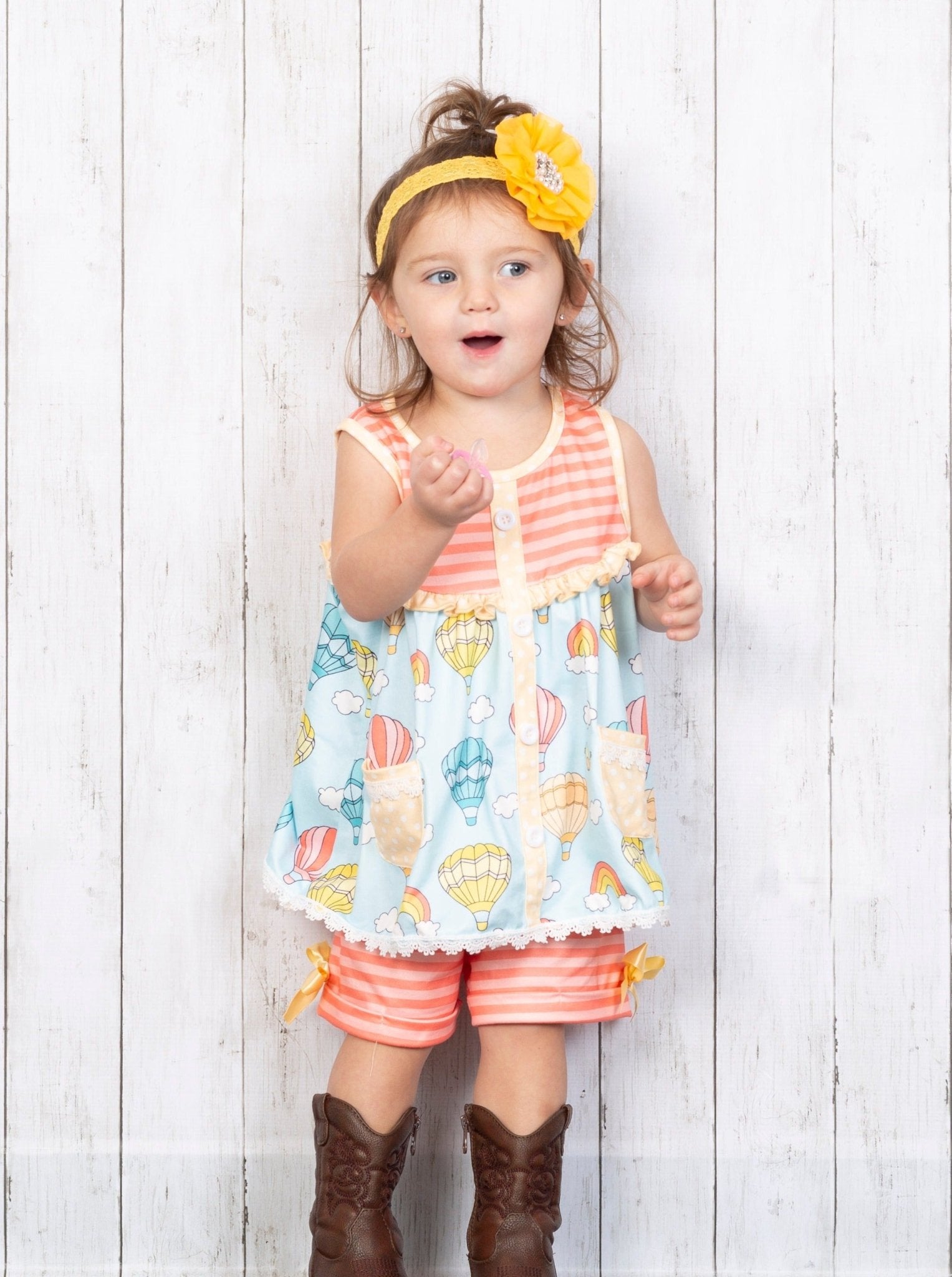 Striped Hot Air Balloon Ruffle Outfit - Marie Nicole Clothing