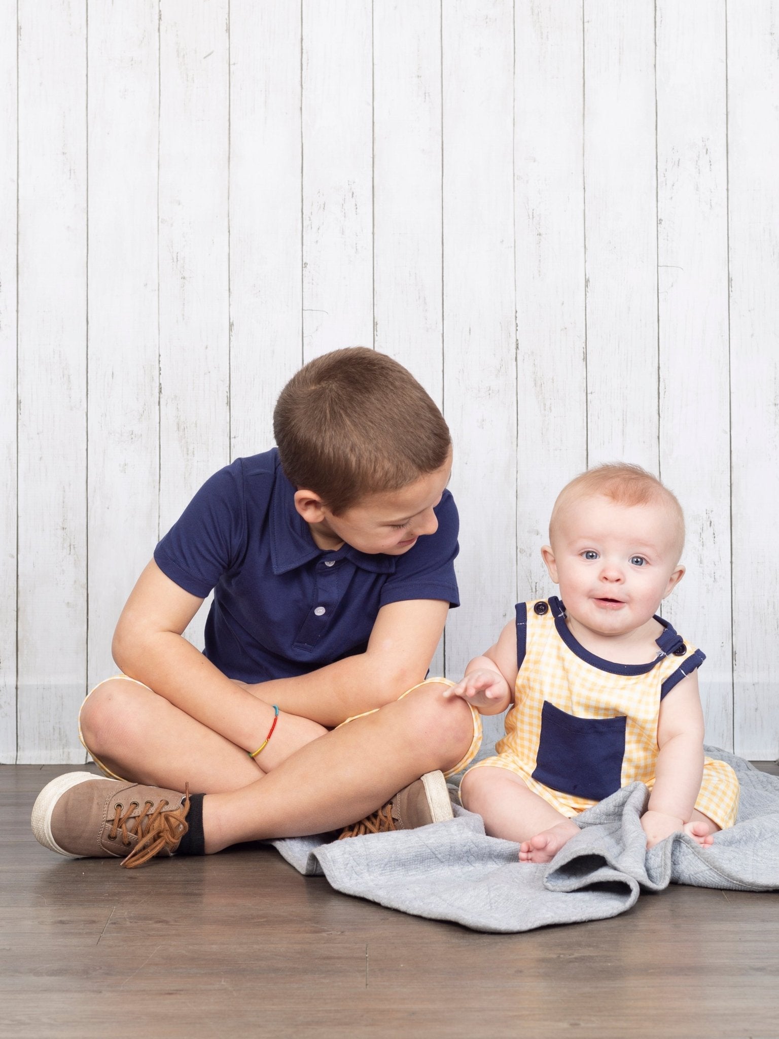 Navy & Yellow Gingham Romper - Marie Nicole Clothing