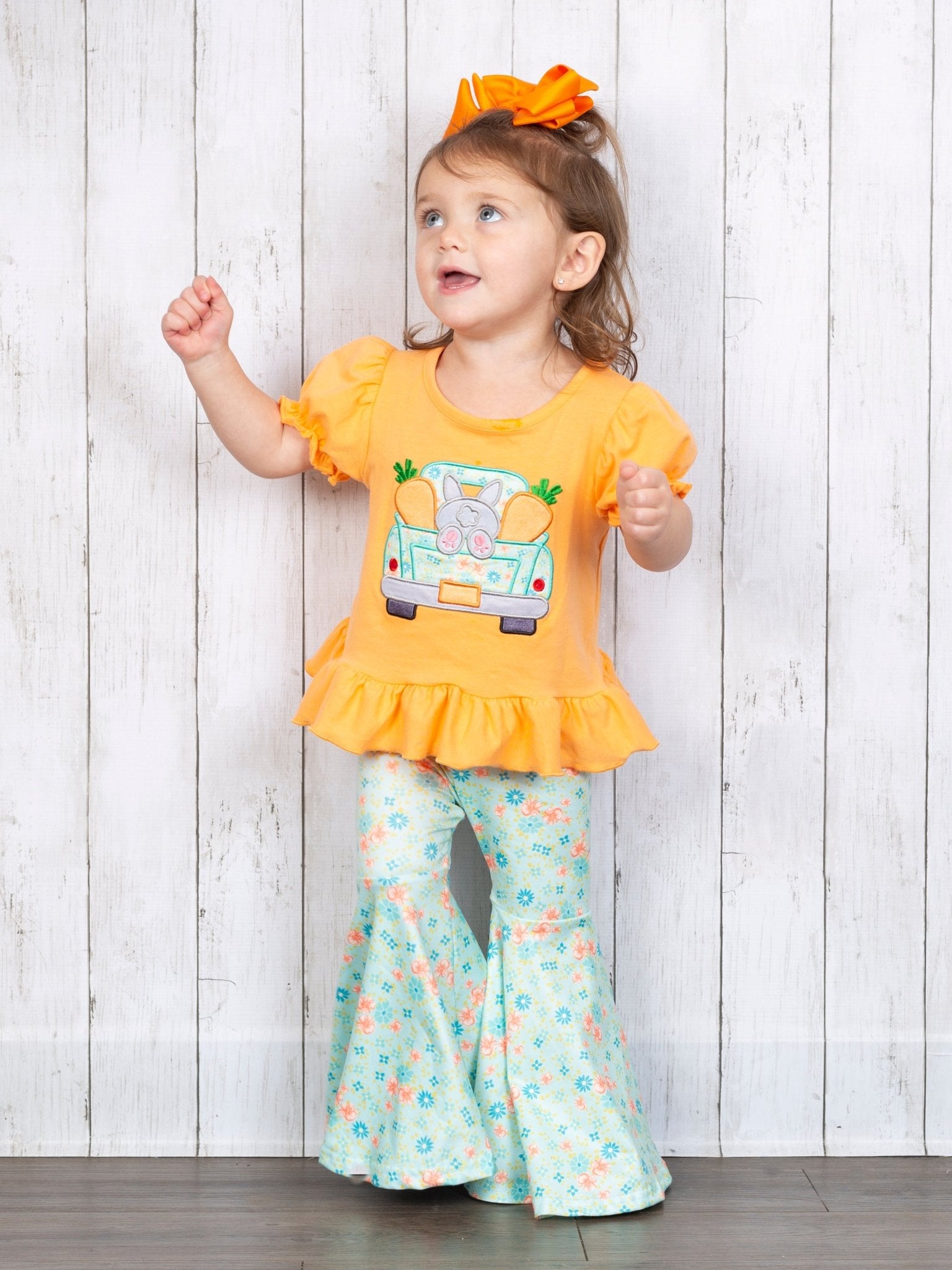 Bunny Truck Embroidered Ruffle Outfit - Marie Nicole Clothing
