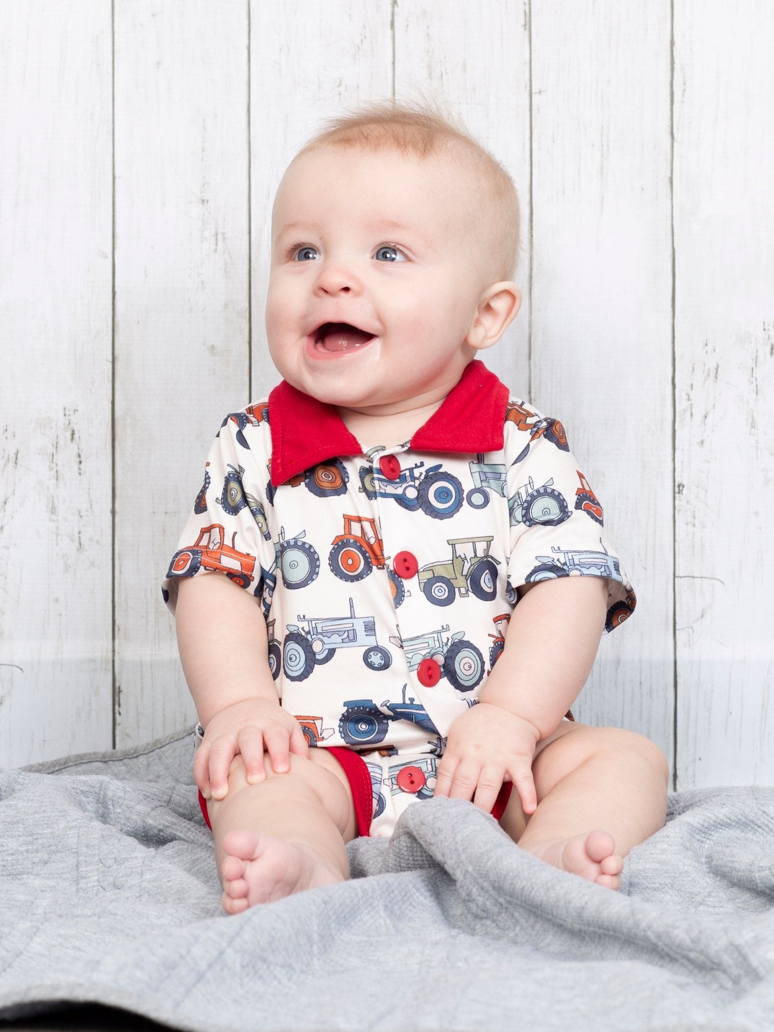 Tractor Polo Romper - Marie Nicole Clothing