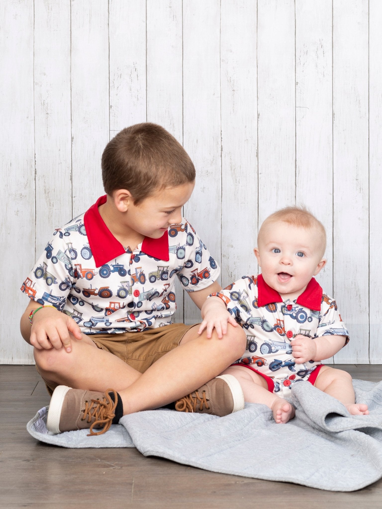 Tractor Polo Romper - Marie Nicole Clothing