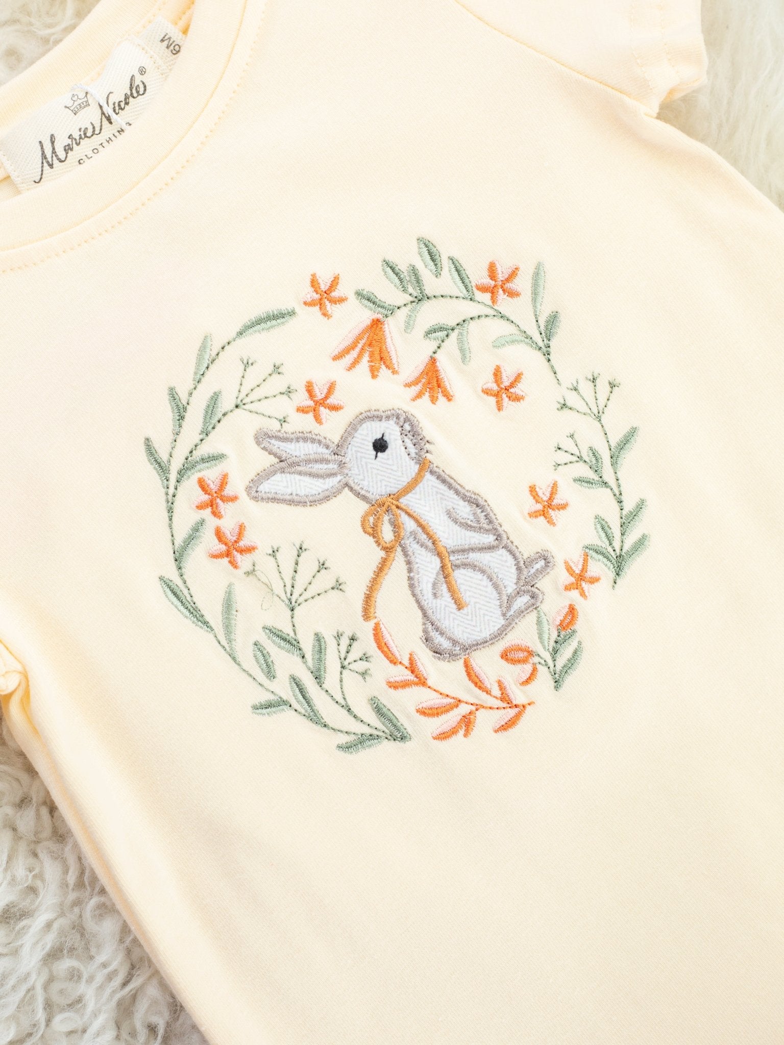 Pastel Yellow Floral Bunny Romper - Marie Nicole Clothing
