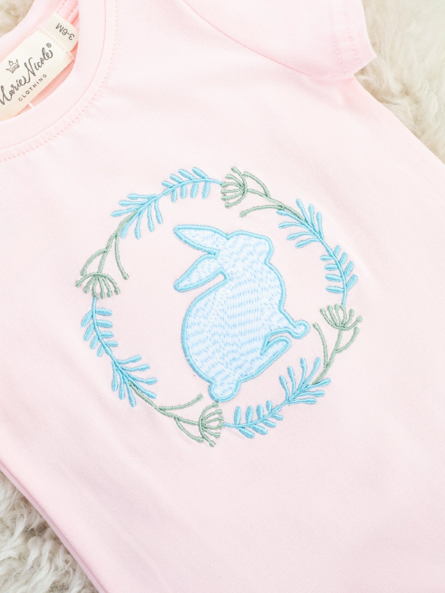 Blush & Blue Bunny Romper - Marie Nicole Clothing