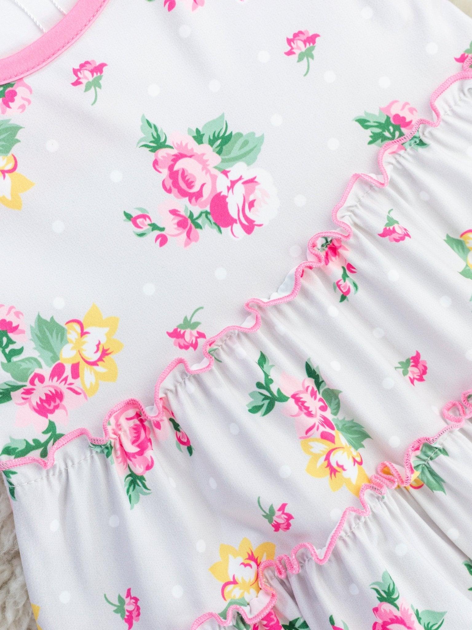 Light Grey Tiered Rose Dress - Marie Nicole Clothing