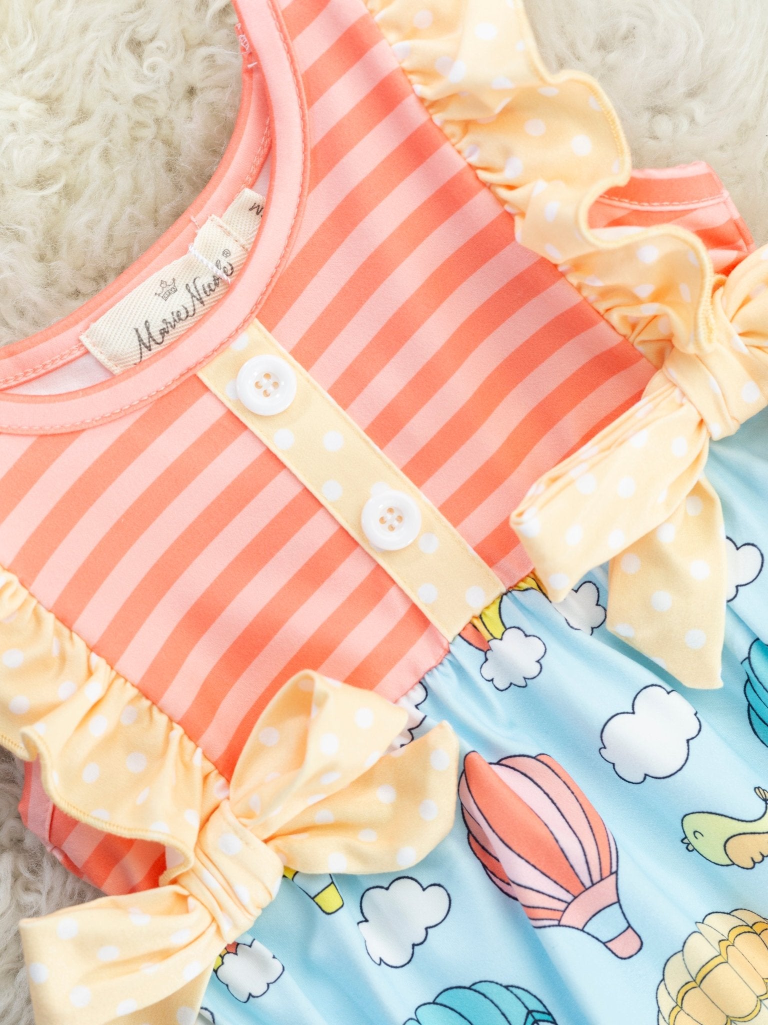 Striped Hot Air Balloon Ruffle Romper - Marie Nicole Clothing