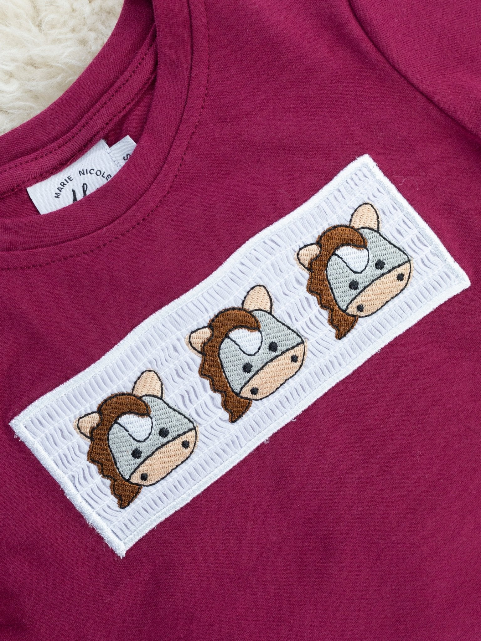 Maroon Smocked Horse Outfit - Marie Nicole Clothing
