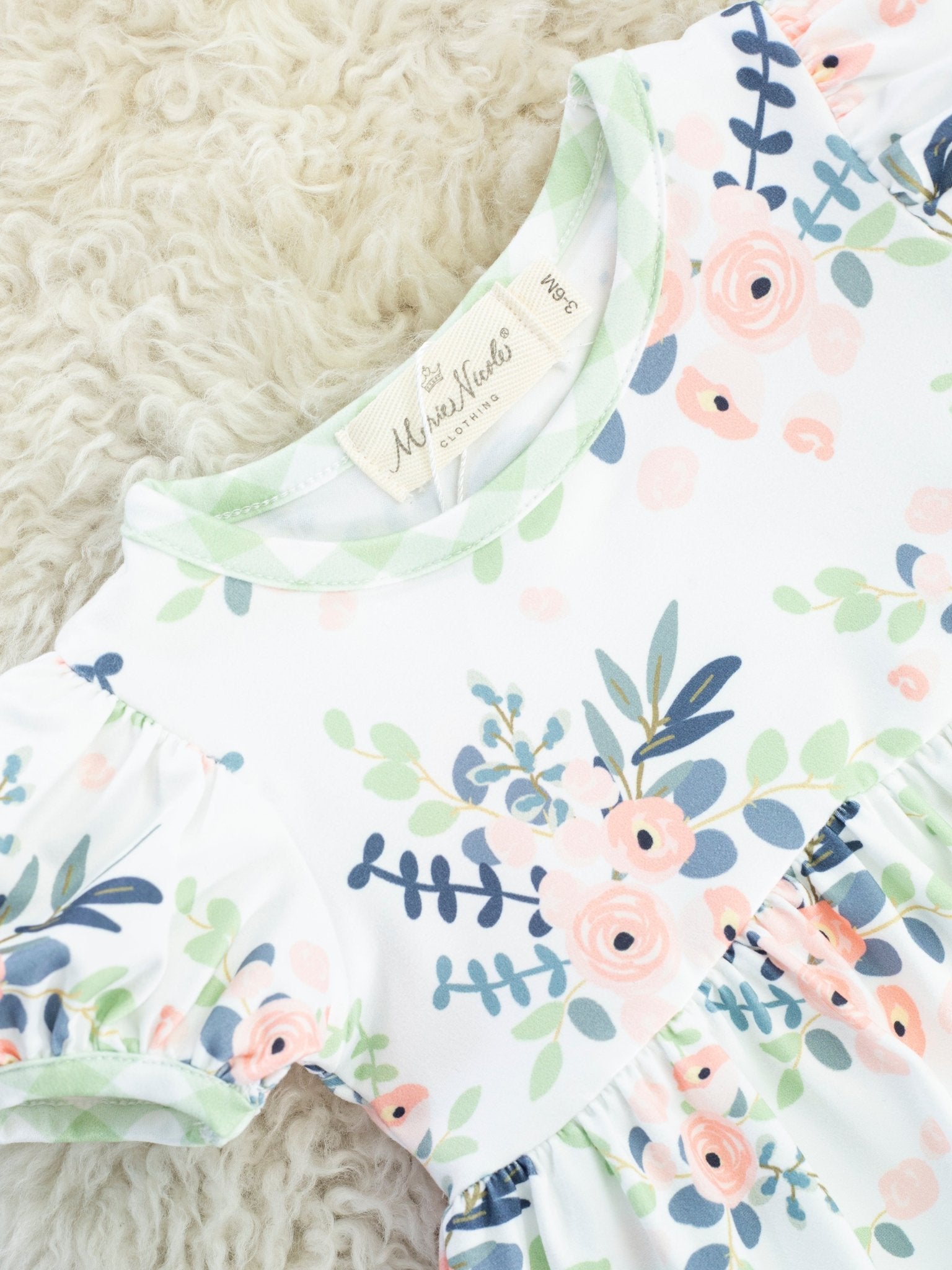 Peach Anemone Ruffle Dressy Bubble Romper - Marie Nicole Clothing