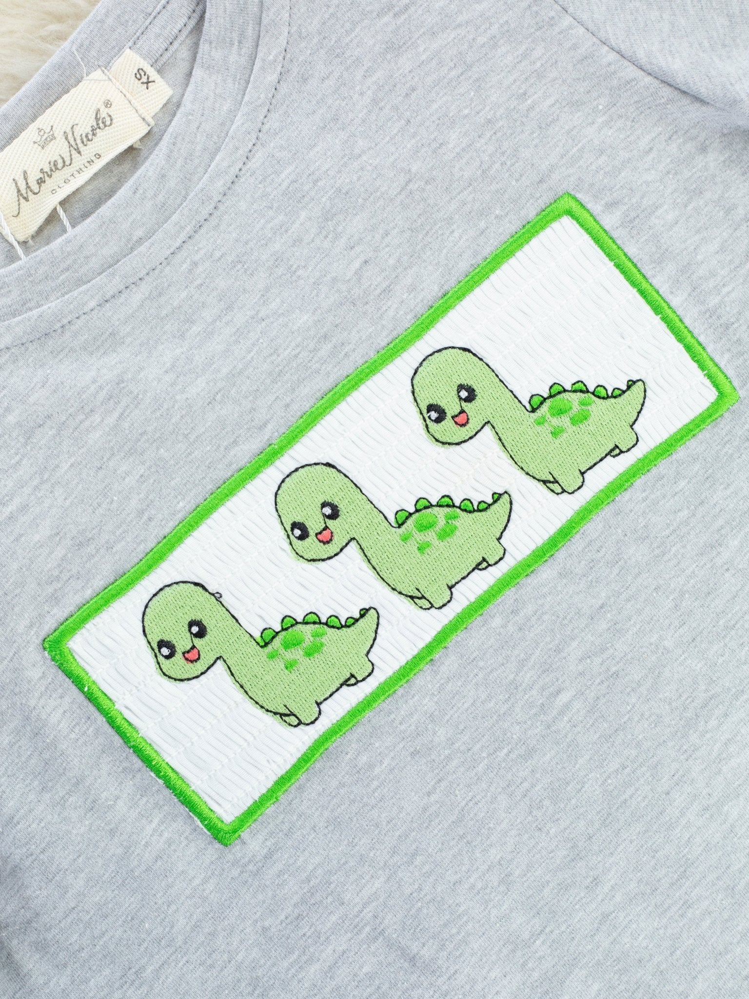 Green Smocked Dinosaur Outfit - Marie Nicole Clothing