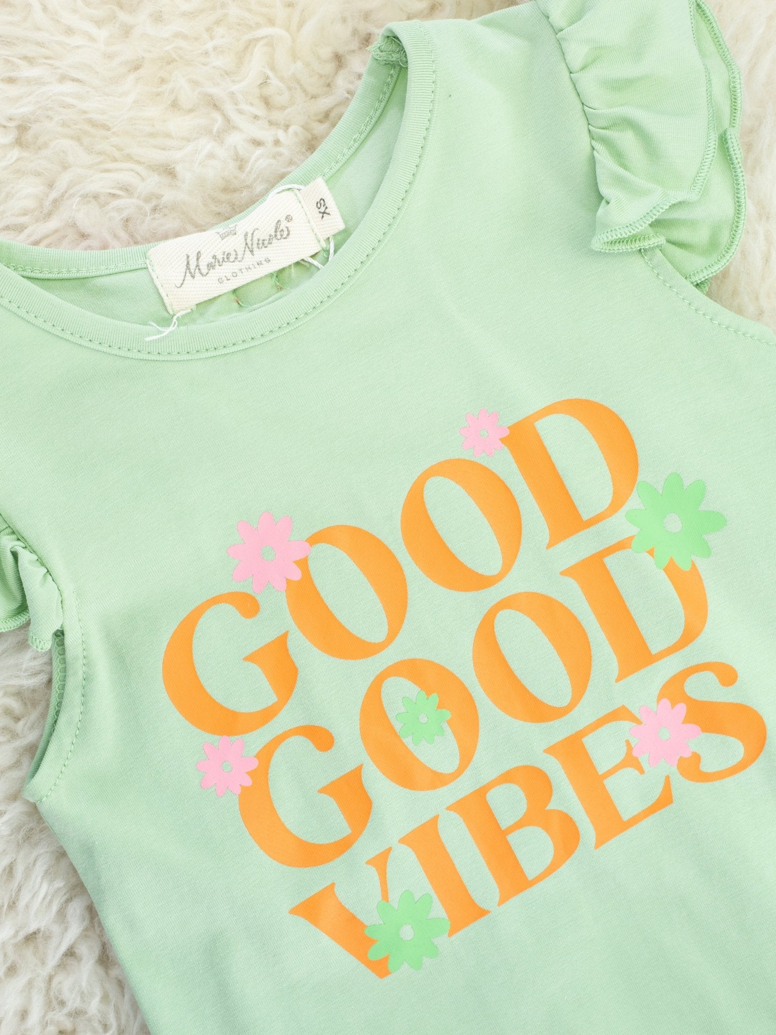 Sage "Good Vibes" Floral Ruffle Outfit - Marie Nicole Clothing