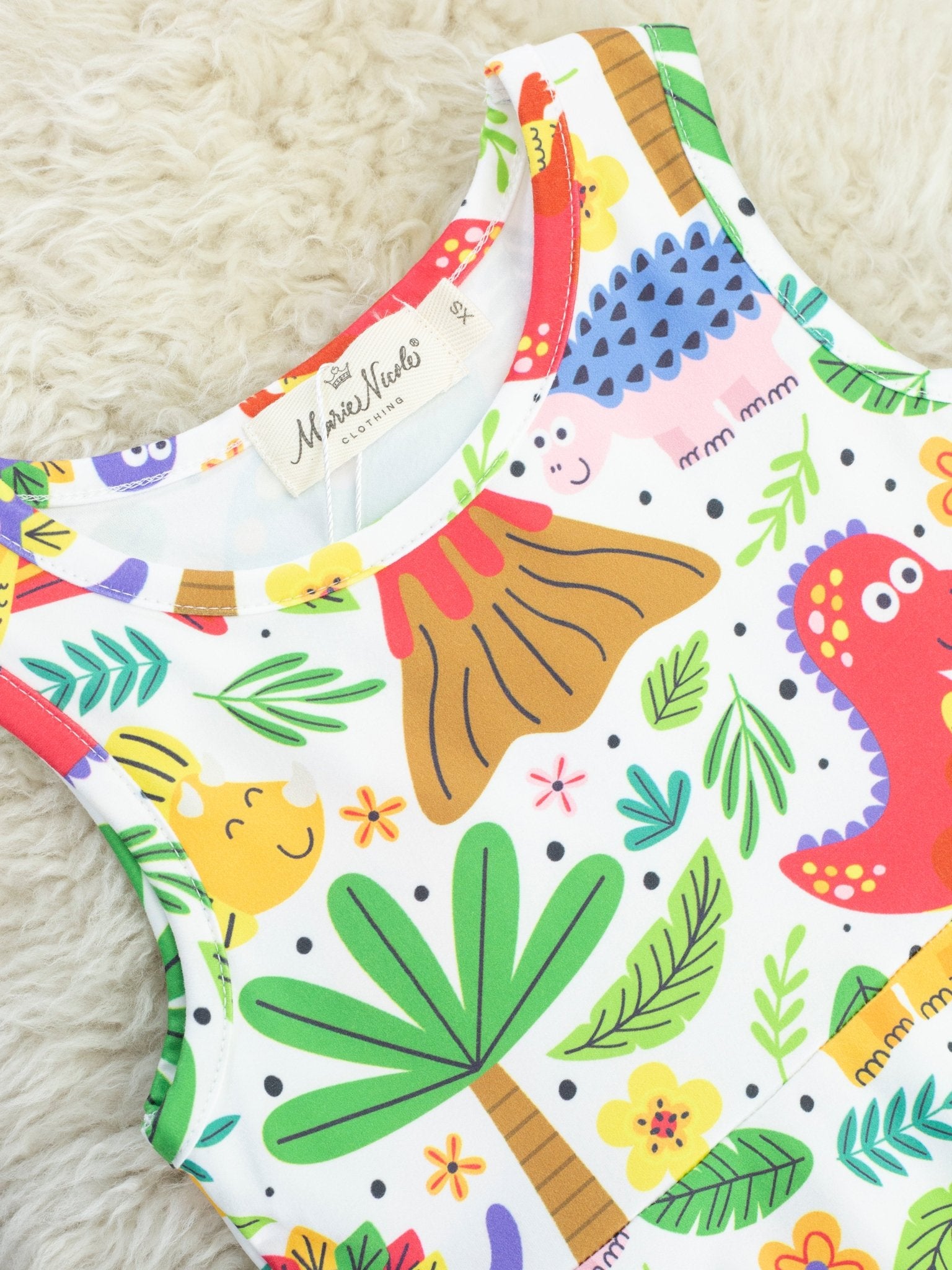 Tropical Dinosaur Tank Swing Dress - Marie Nicole Clothing