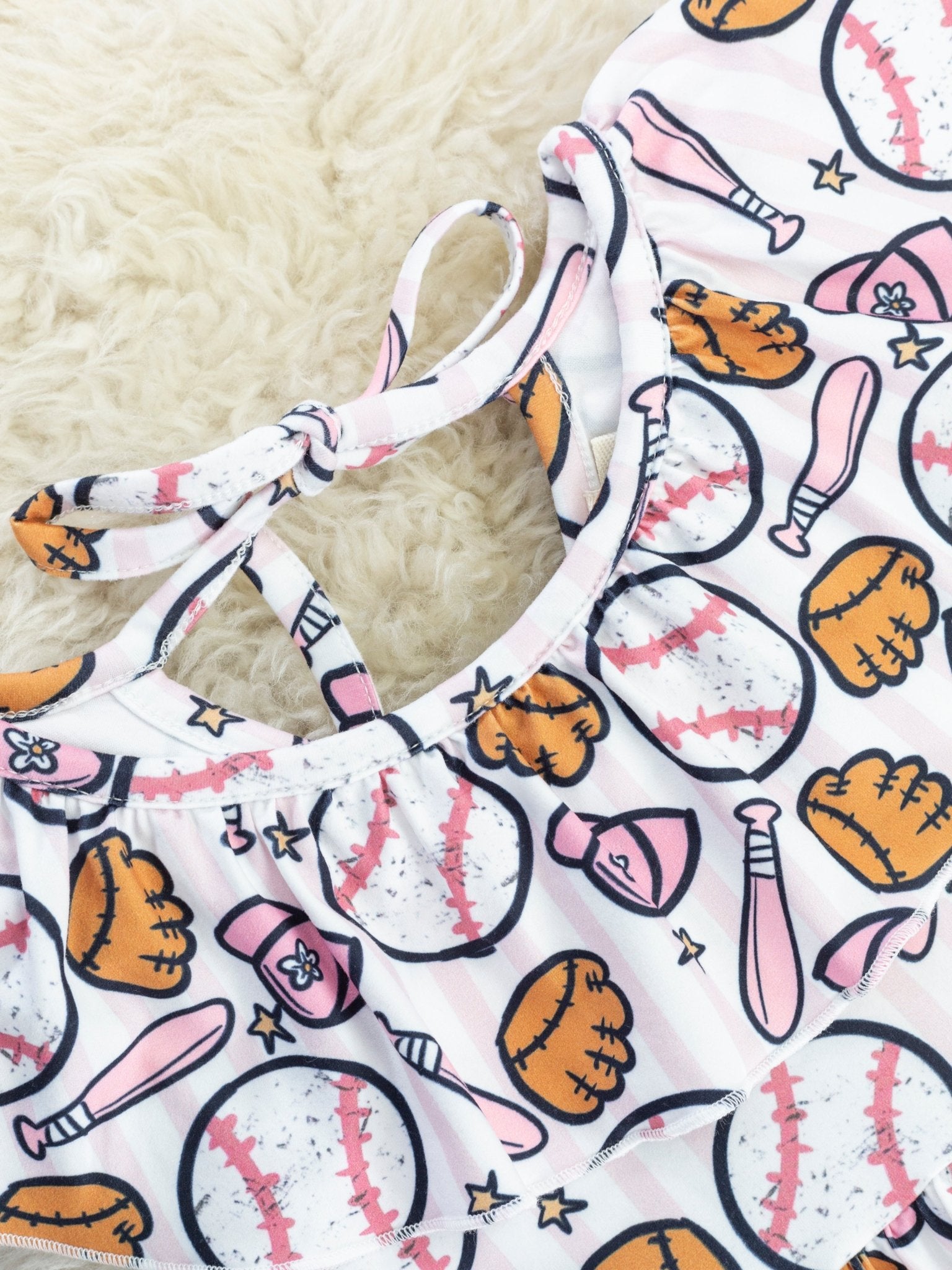 Bashful Baseball Ruffle Dress - Marie Nicole Clothing