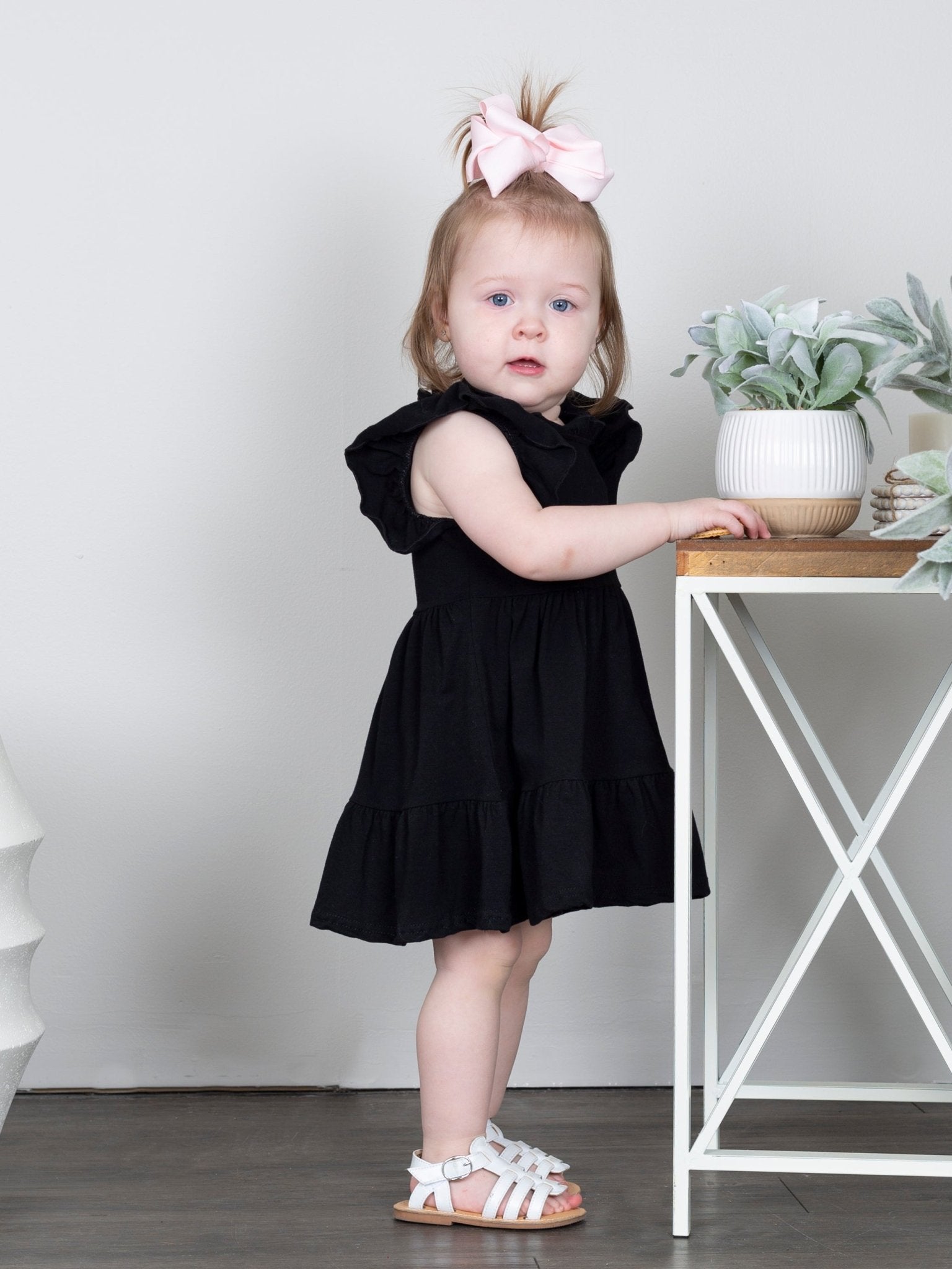 Mom & Me Black Tiered Mock Neck Dress - Marie Nicole Clothing
