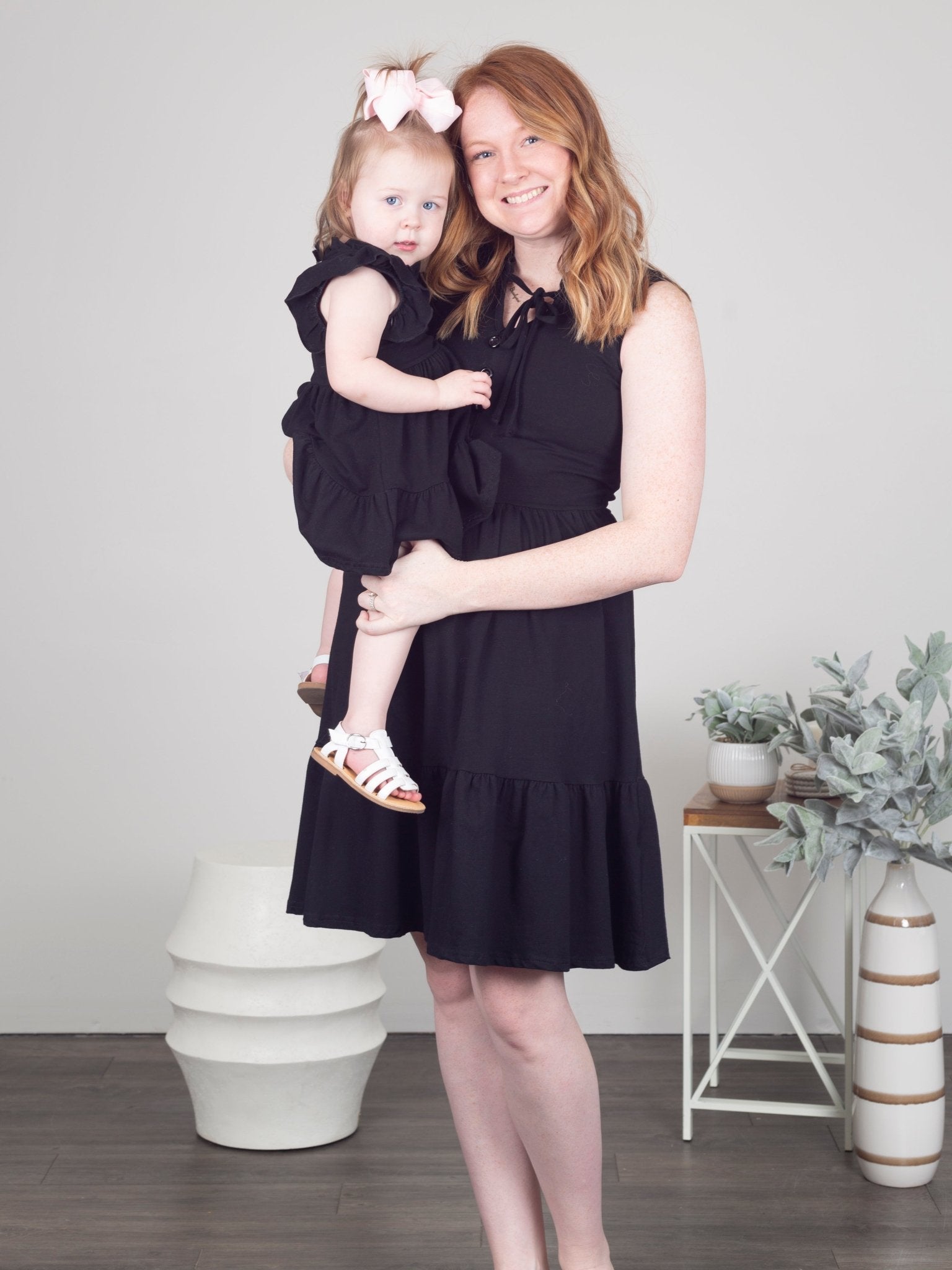 Mom & Me Black Tiered Mock Neck Dress - Marie Nicole Clothing