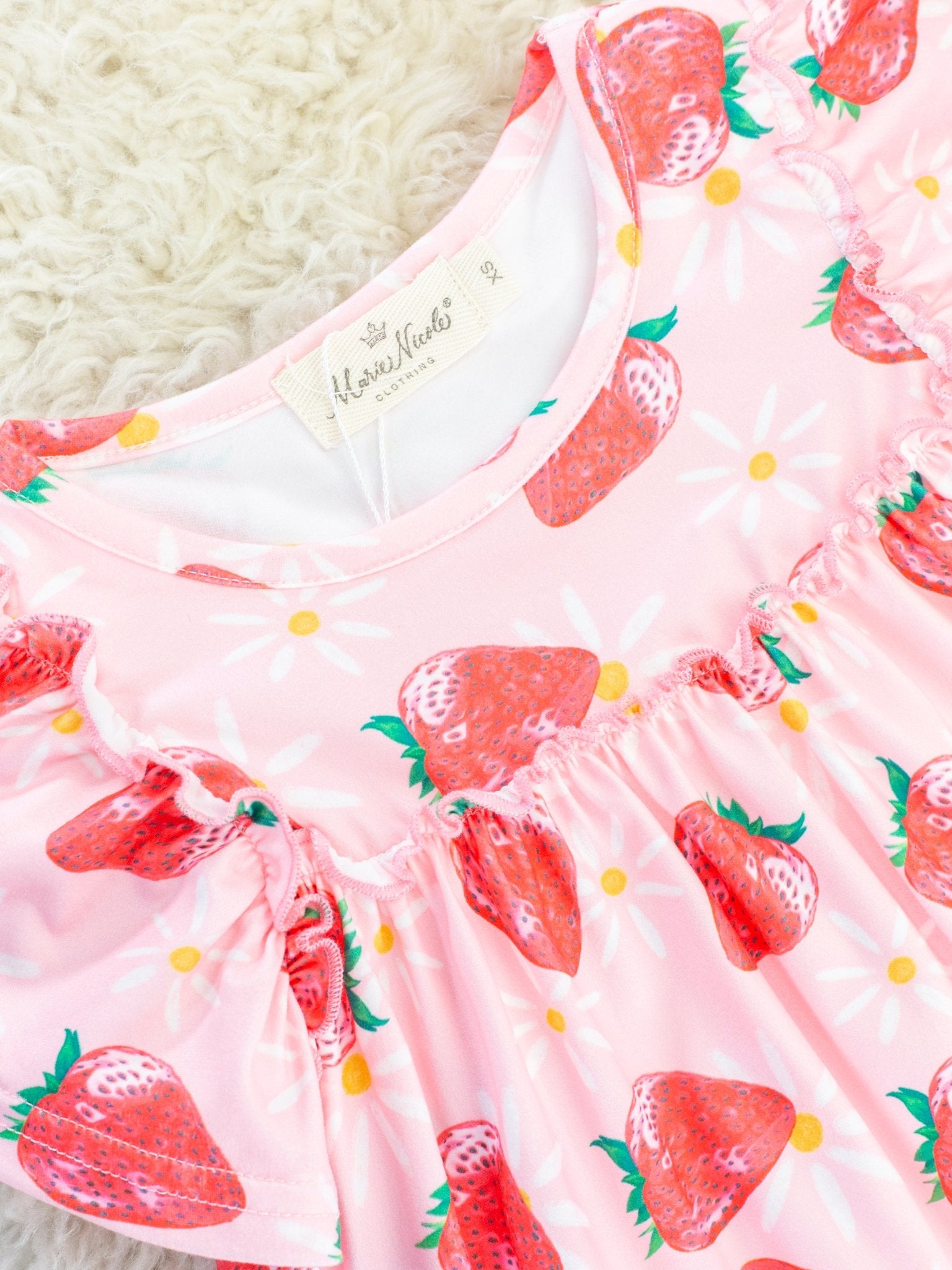 Strawberry & Daisy Ruffle Dress - Marie Nicole Clothing