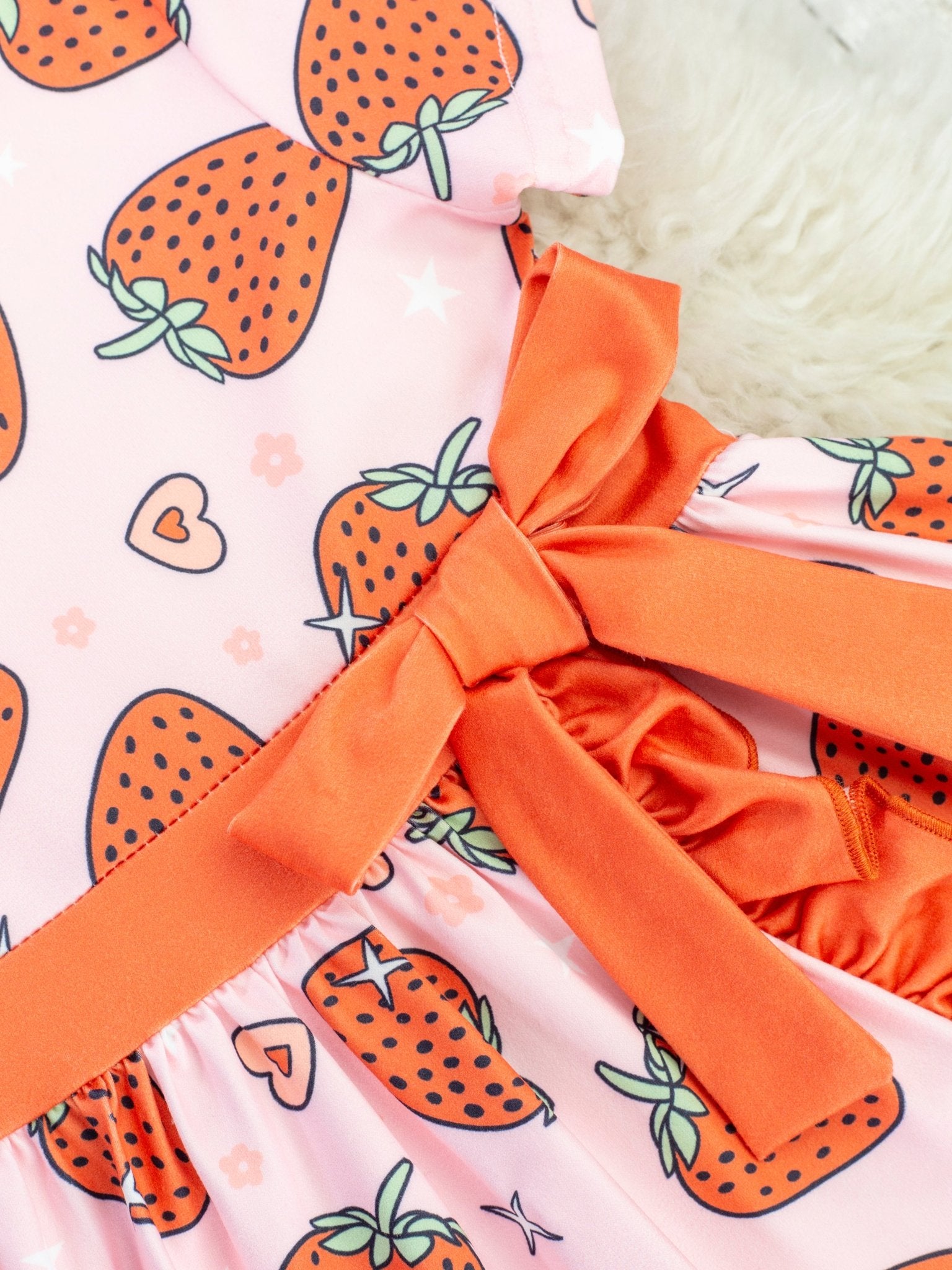 Pink & Red Strawberry Ruffle Dress - Marie Nicole Clothing