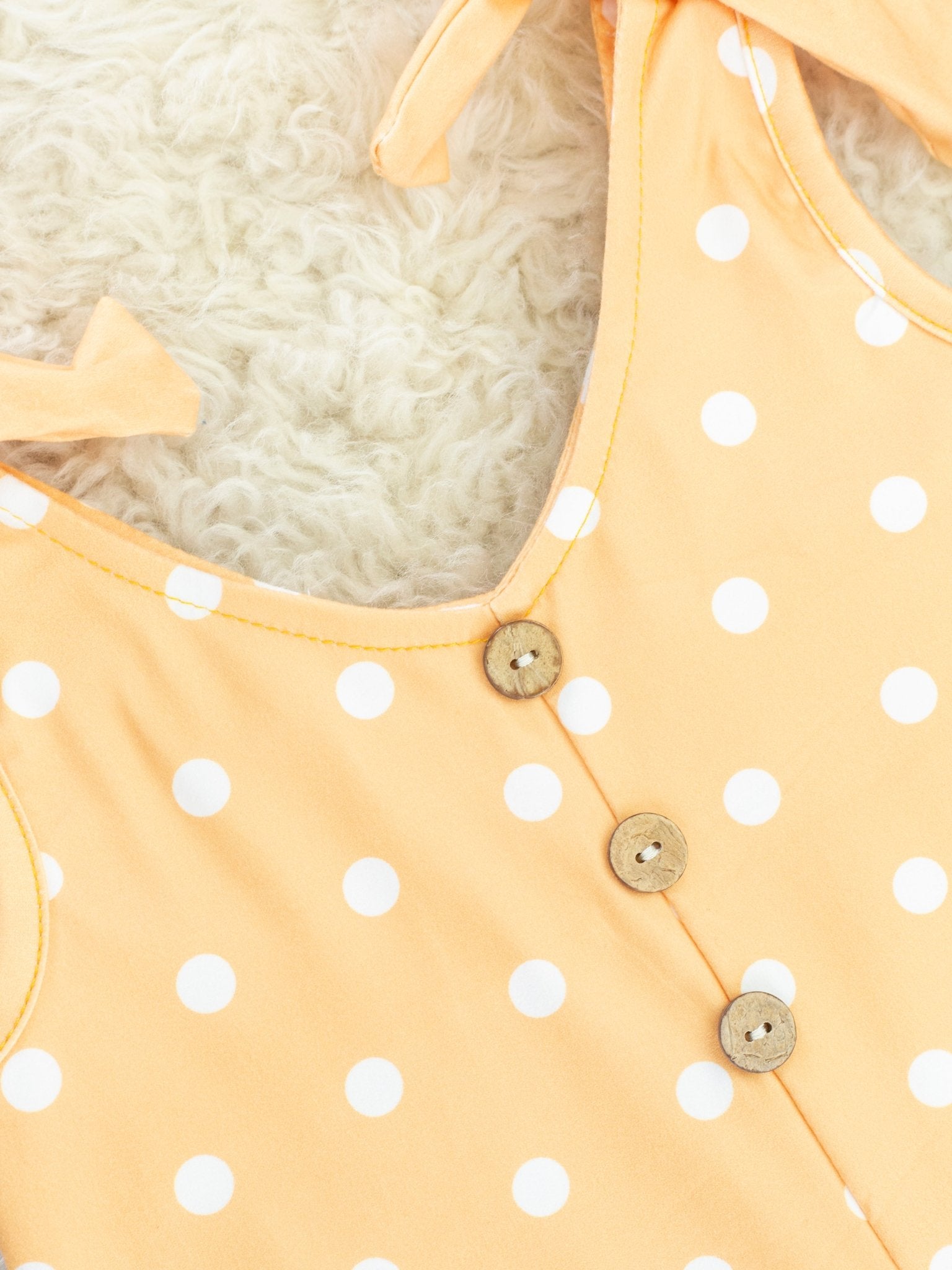 Orange Polka Dot Bow Ruffle Jumpsuit - Marie Nicole Clothing