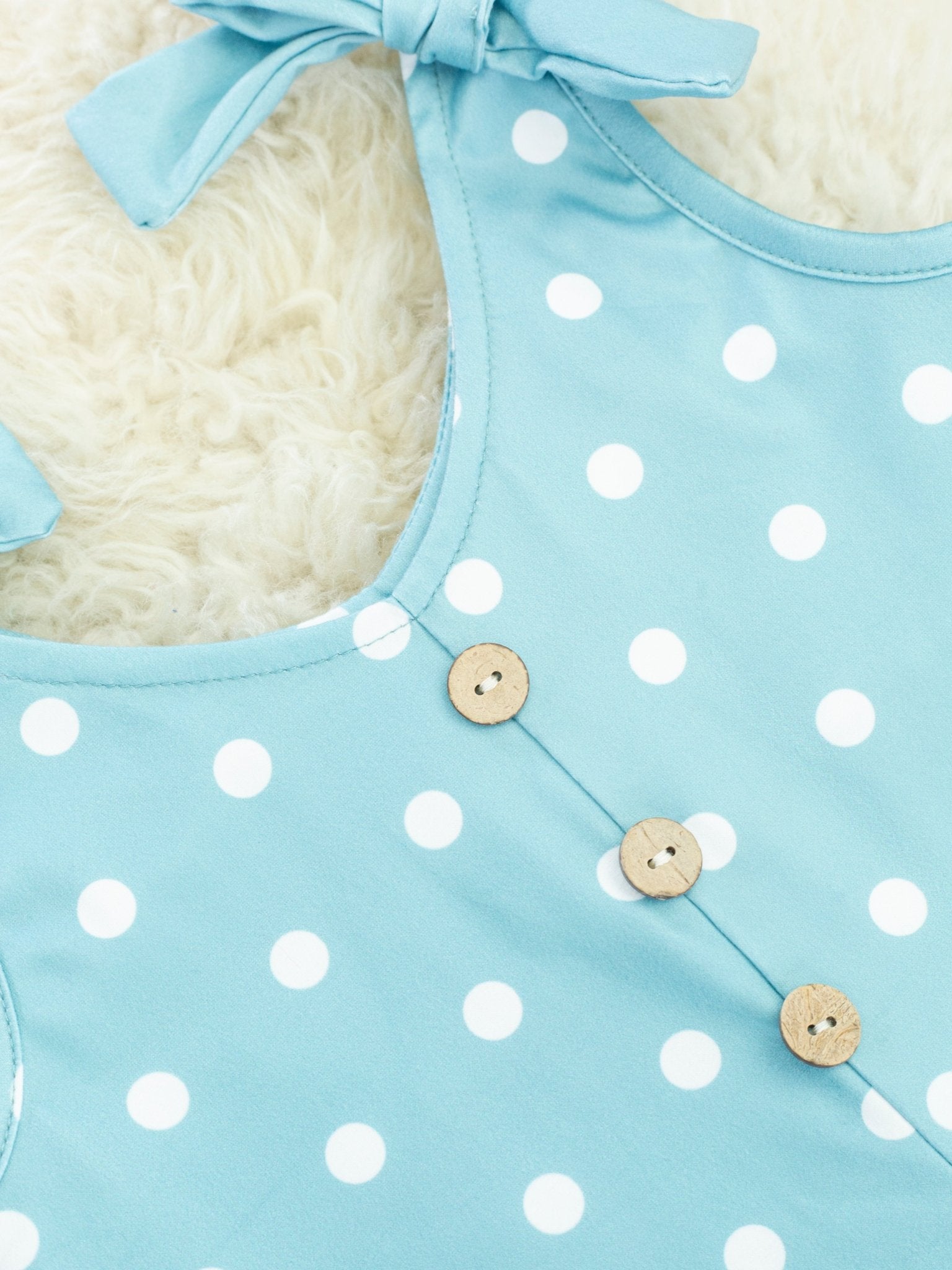 Blue Polka Dot Bow Ruffle Jumpsuit - Marie Nicole Clothing