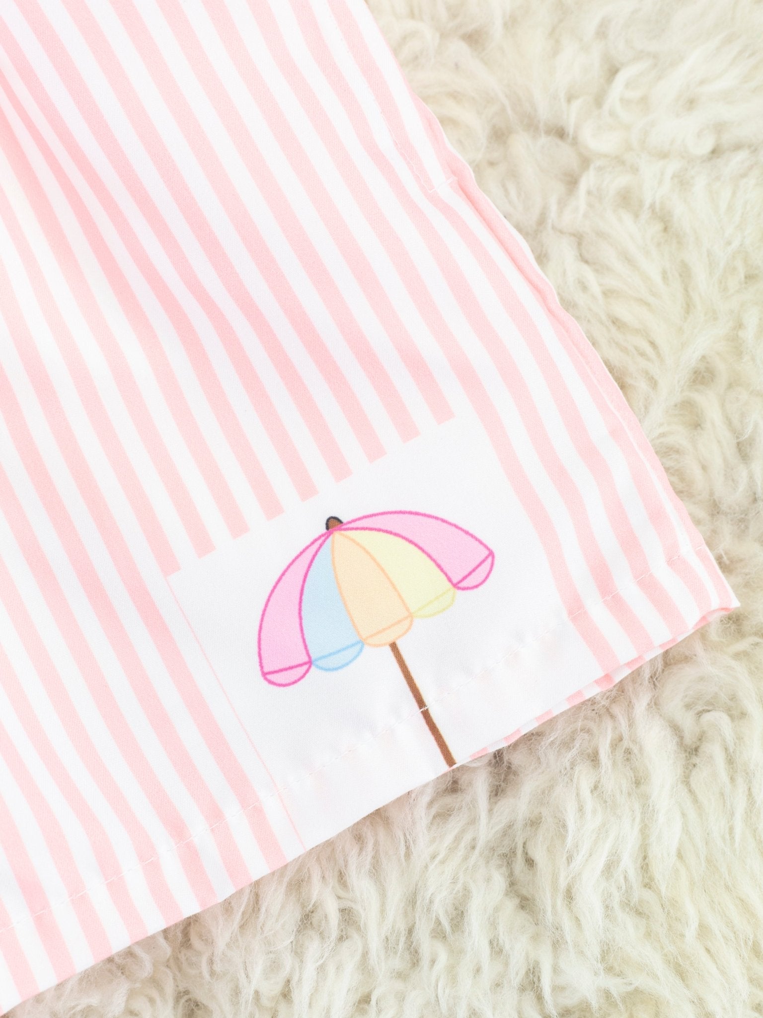 Striped Umbrella Swim Trunks - Marie Nicole Clothing