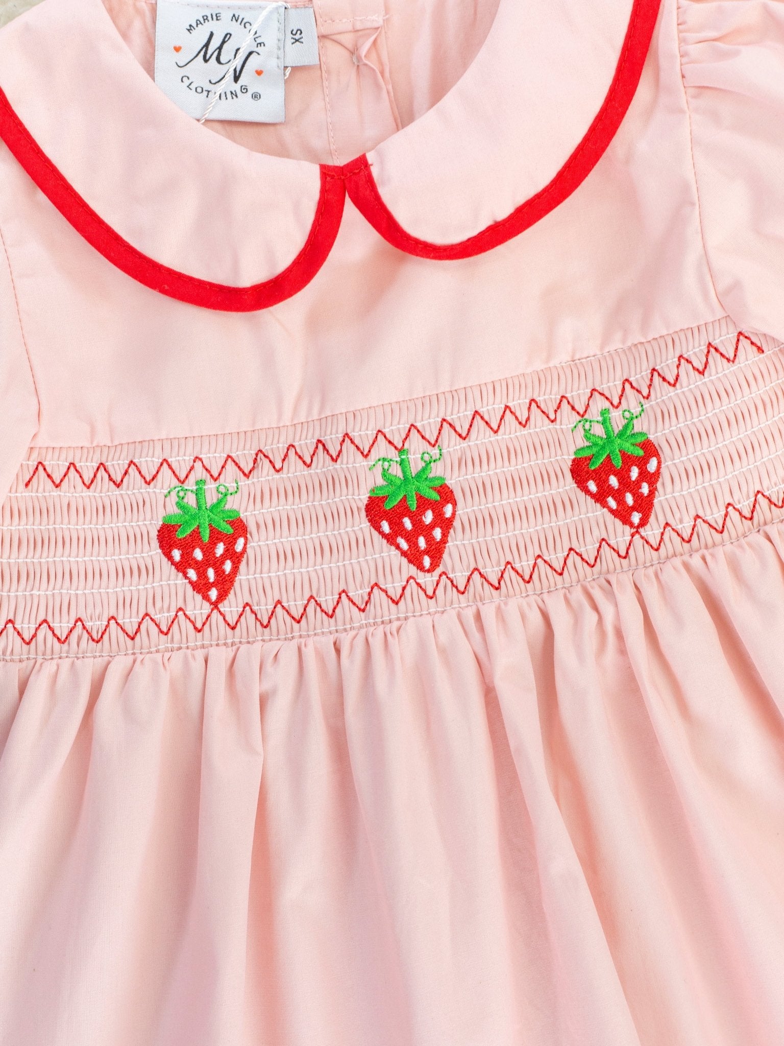 Strawberry Smocked Vintage Dress - Marie Nicole Clothing
