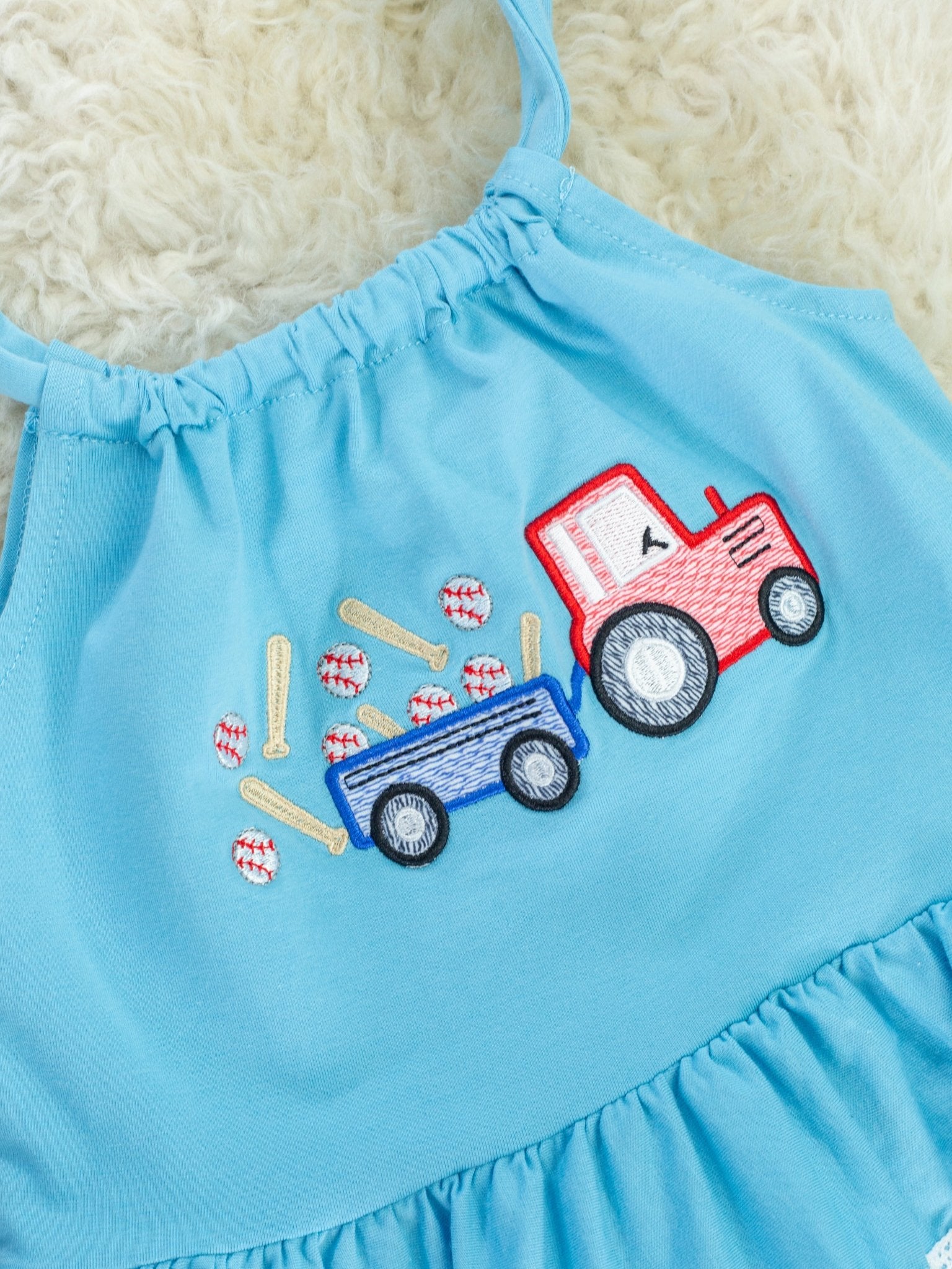 Striped Baseball Truck Ruffle Outfit - Marie Nicole Clothing