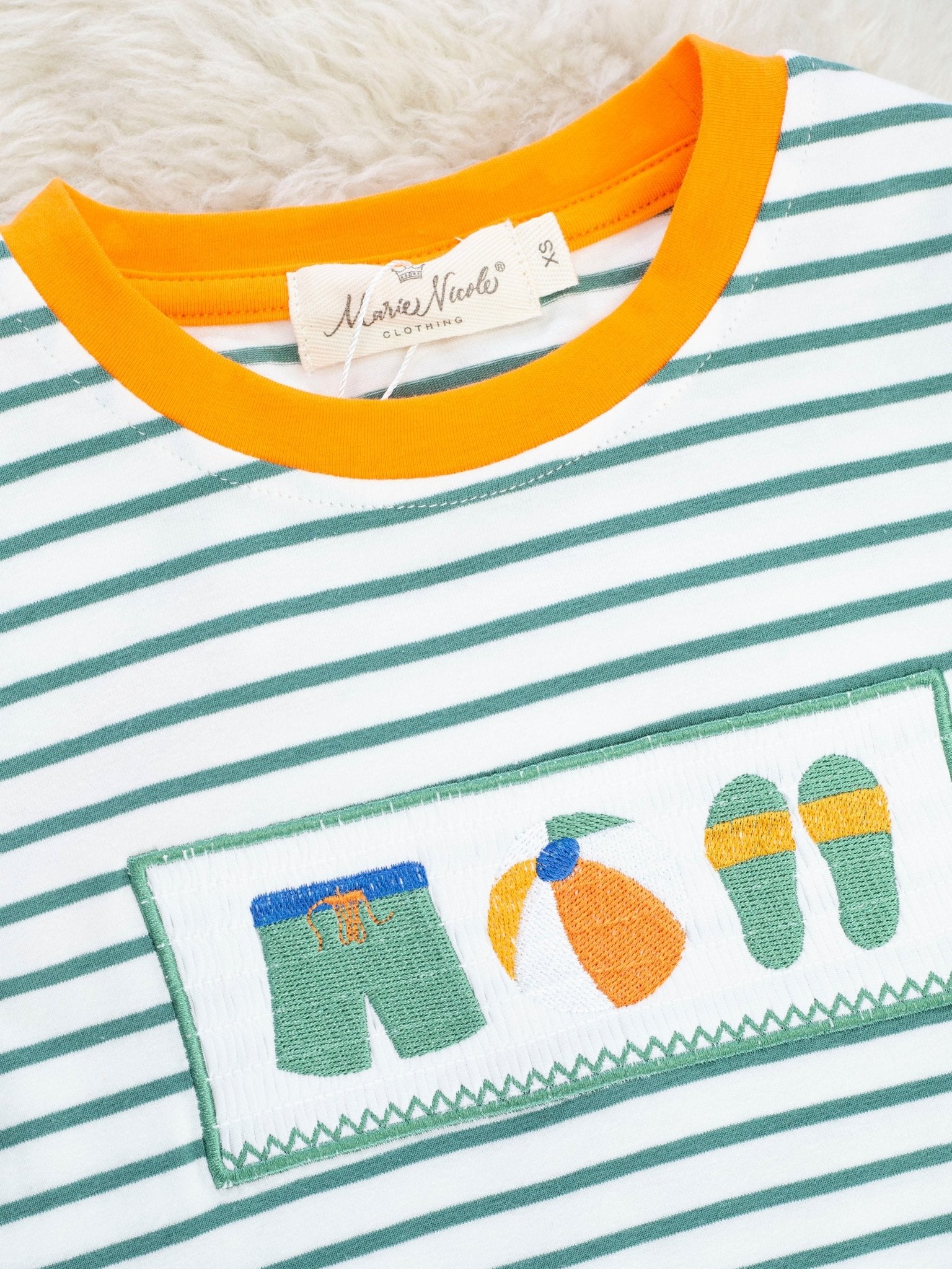 Striped Smocked Beach Outfit - Marie Nicole Clothing