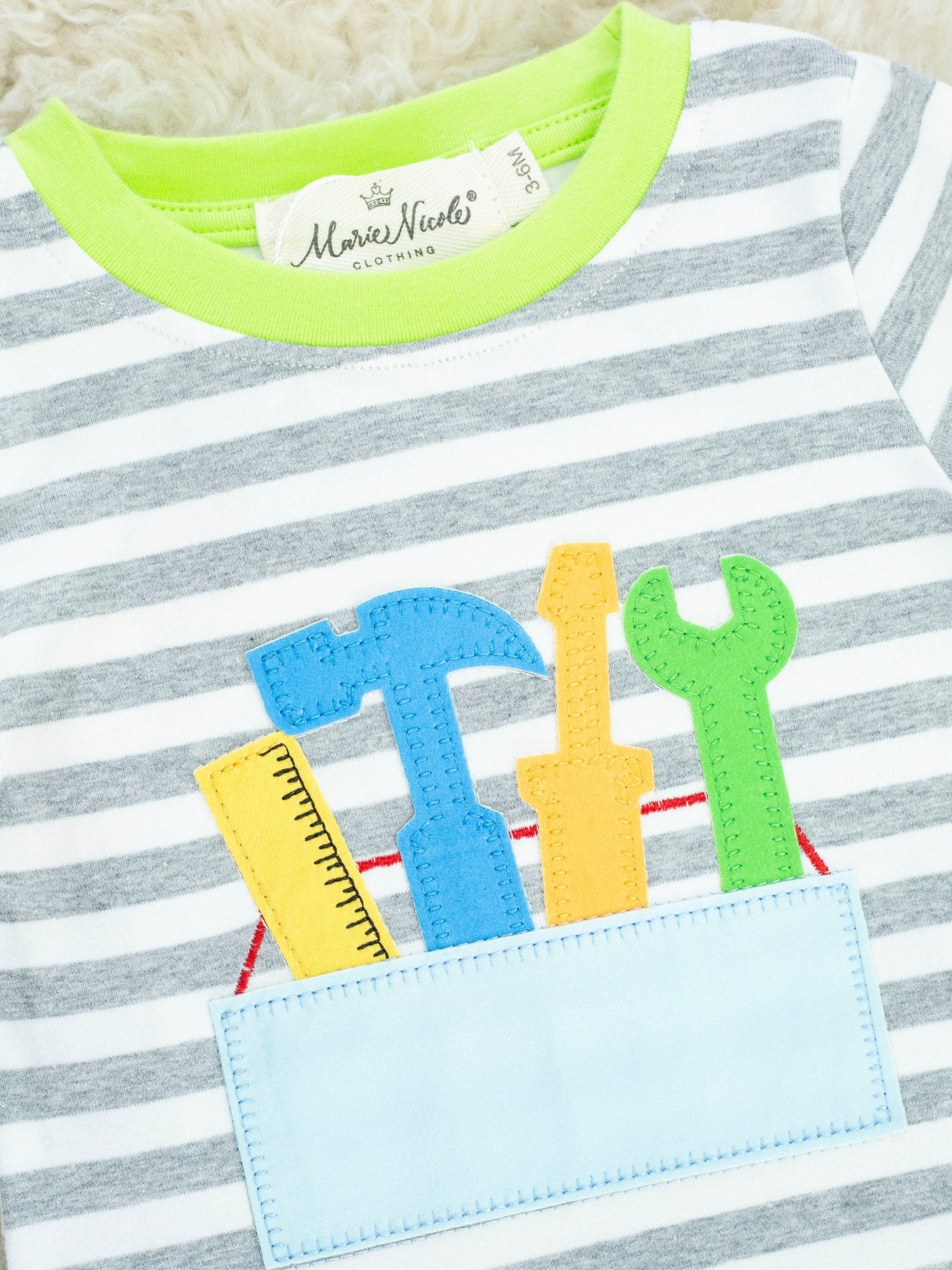 Striped Tool Box Romper - Marie Nicole Clothing