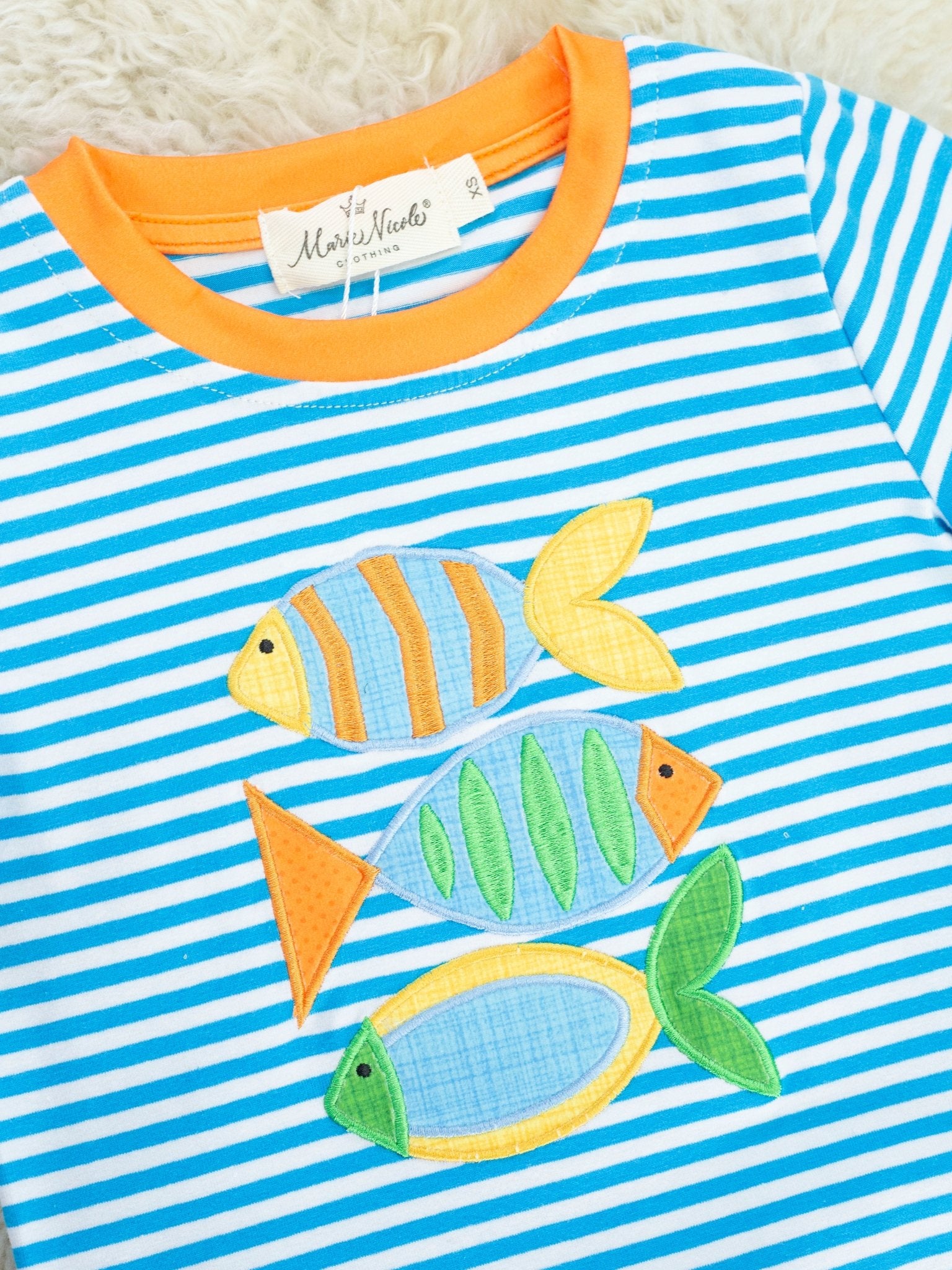 Blue Striped Fish Shirt - Marie Nicole Clothing