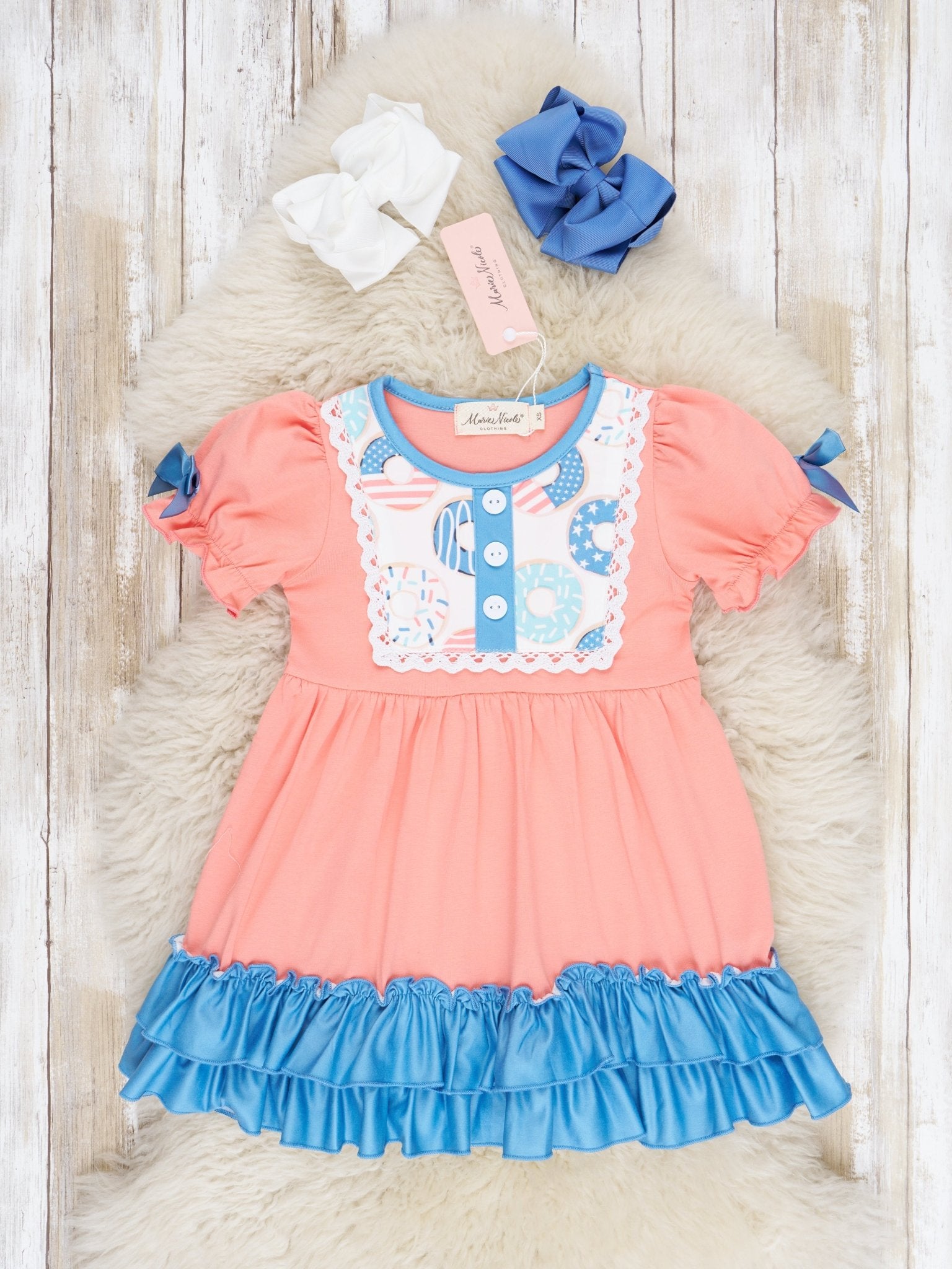 Patriotic Donut Ruffle Dress - Marie Nicole Clothing