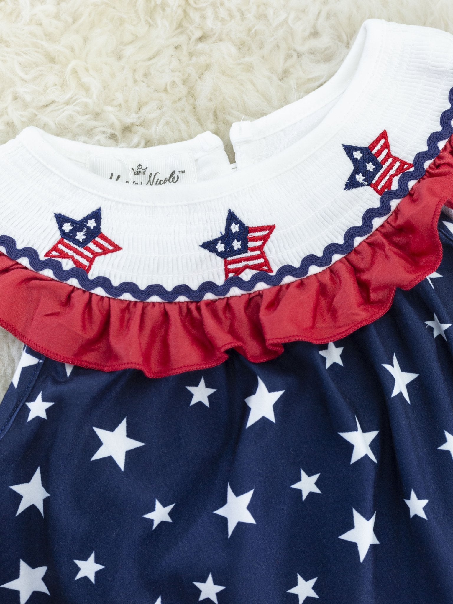 Stars & Stripes Smocked Ruffle Outfit - Marie Nicole Clothing