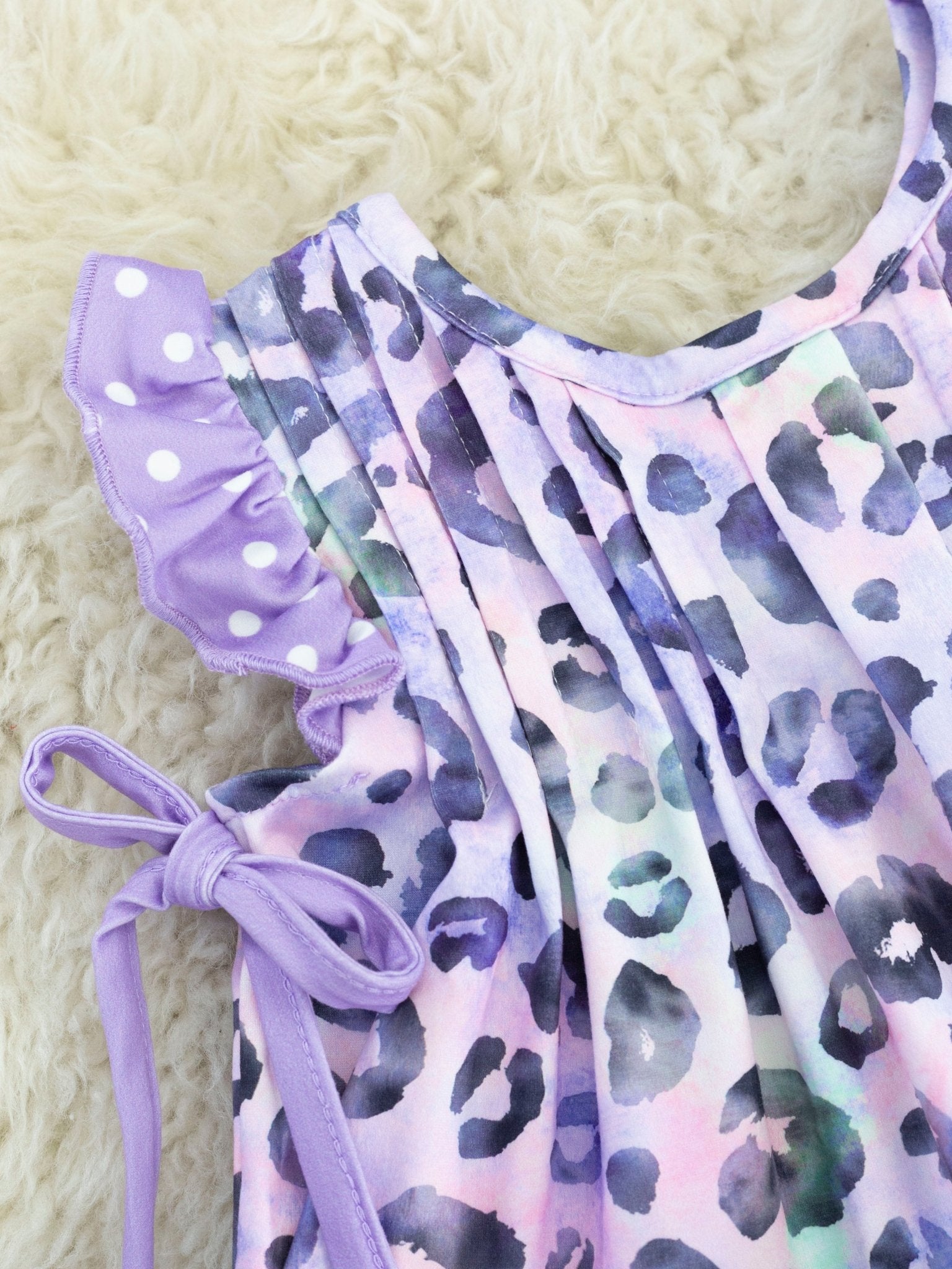 Purple Leopard Flutter Sleeve Bloomers Outfit - Marie Nicole Clothing