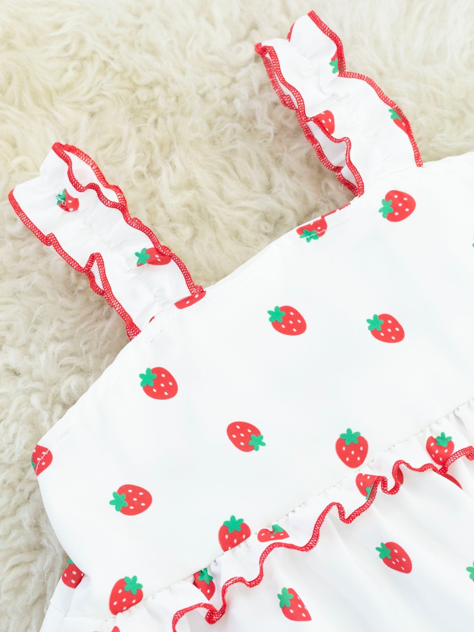 Tiered Ditsy Strawberry Dress - Marie Nicole Clothing