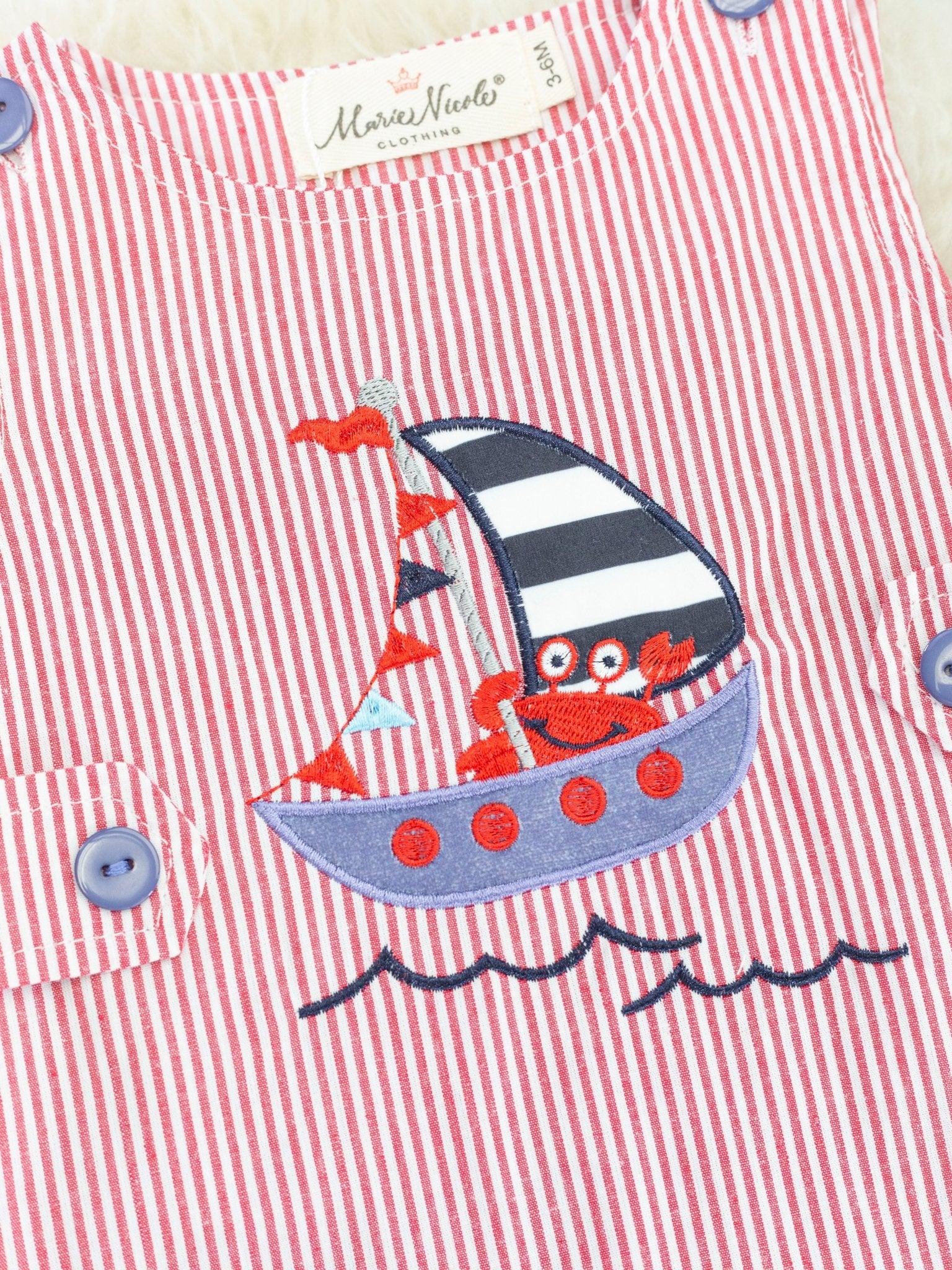 Red Pinstriped Sailboat Johnny - Marie Nicole Clothing