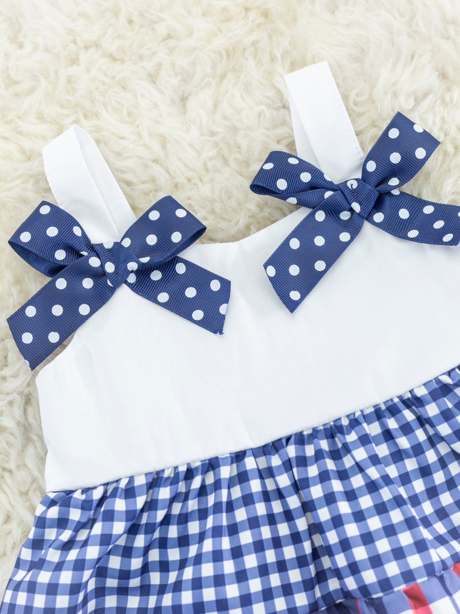 Red & Blue Gingham Bow Bloomers Outfit - Marie Nicole Clothing