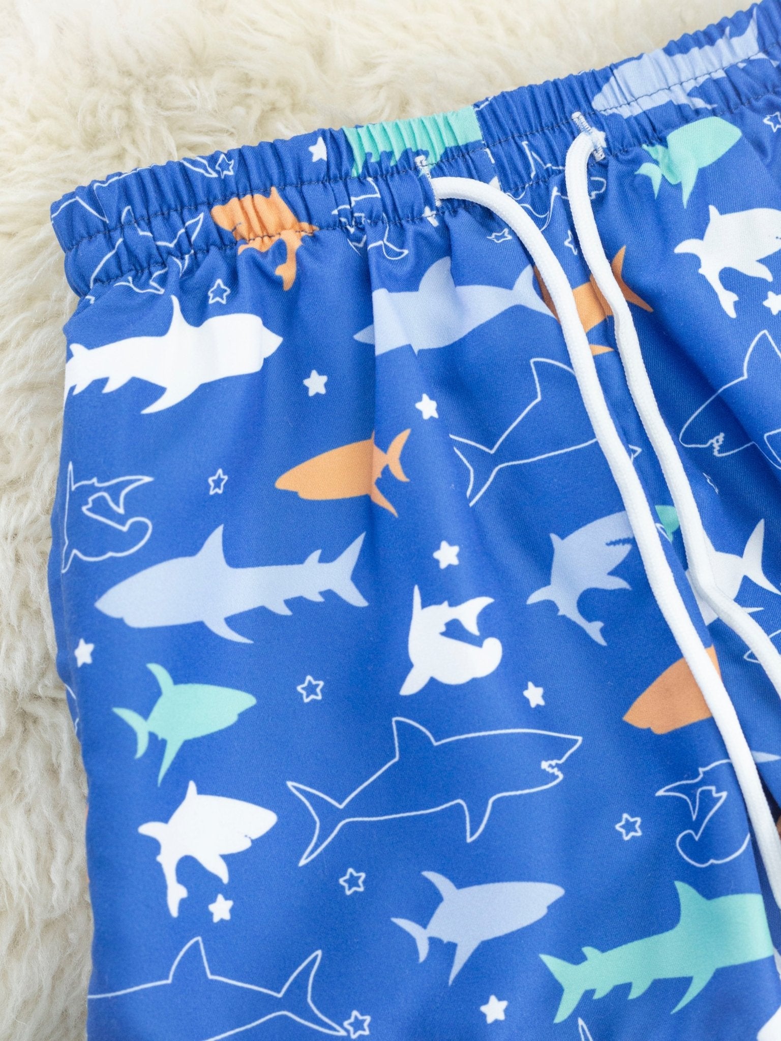 Deep Blue Shark Swim Trunks - Marie Nicole Clothing