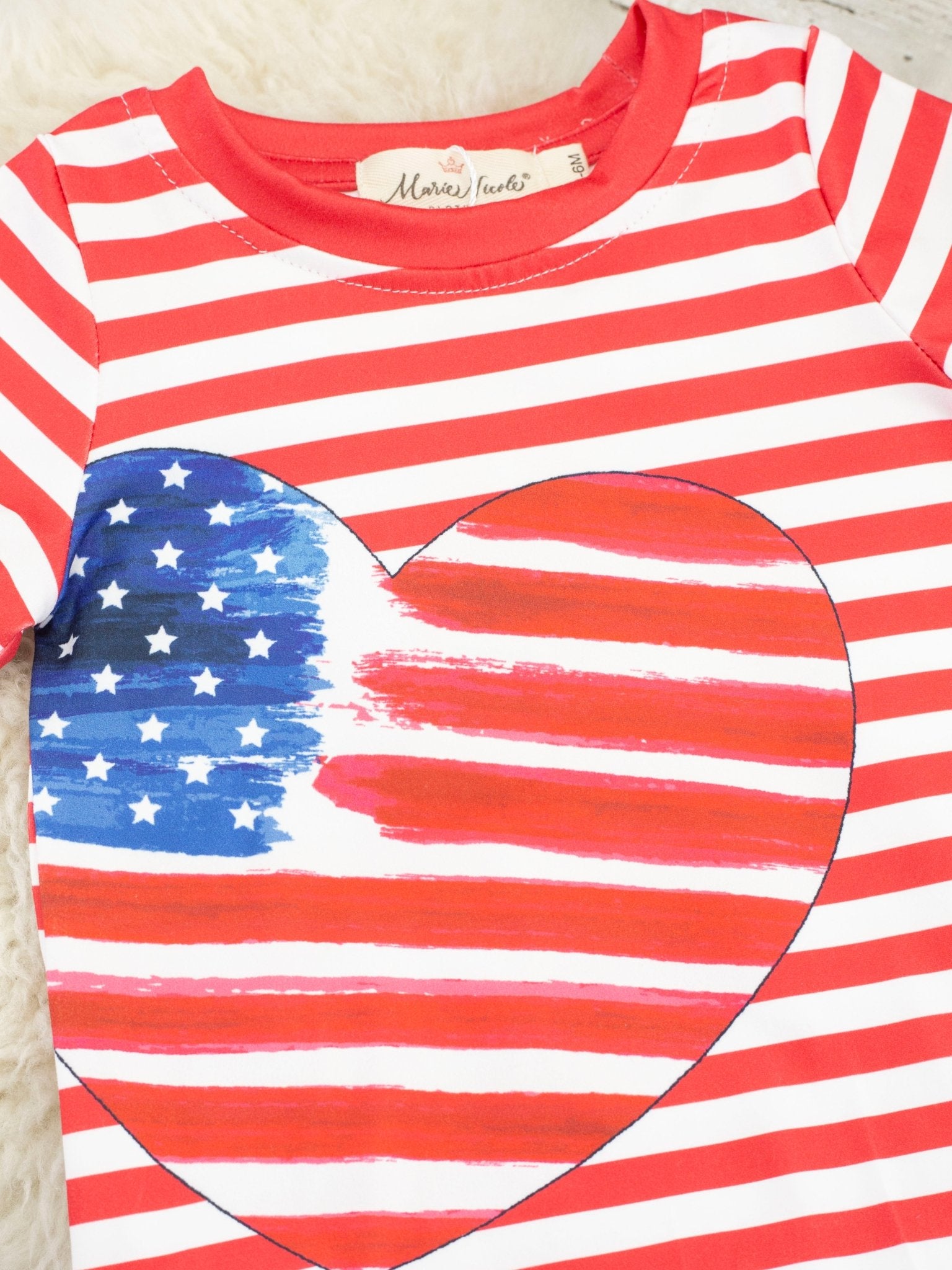 Patriotic Stripe Heart Romper - Marie Nicole Clothing