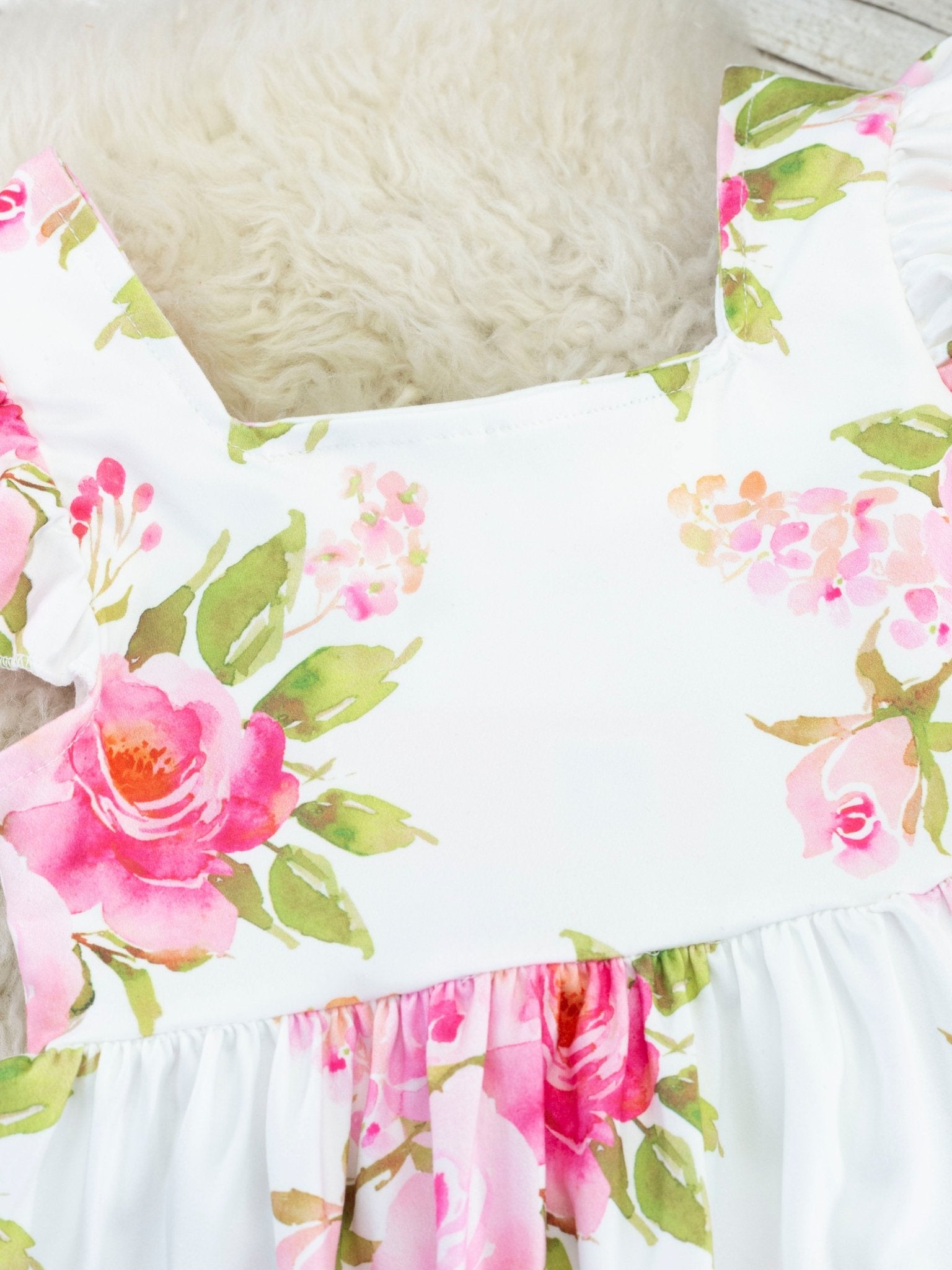 Pink Watercolor Floral Ruffle Dress - Marie Nicole Clothing