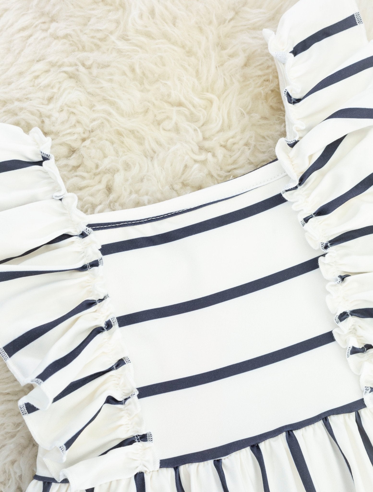 Striped Flutter Sleeve Dress - Marie Nicole Clothing