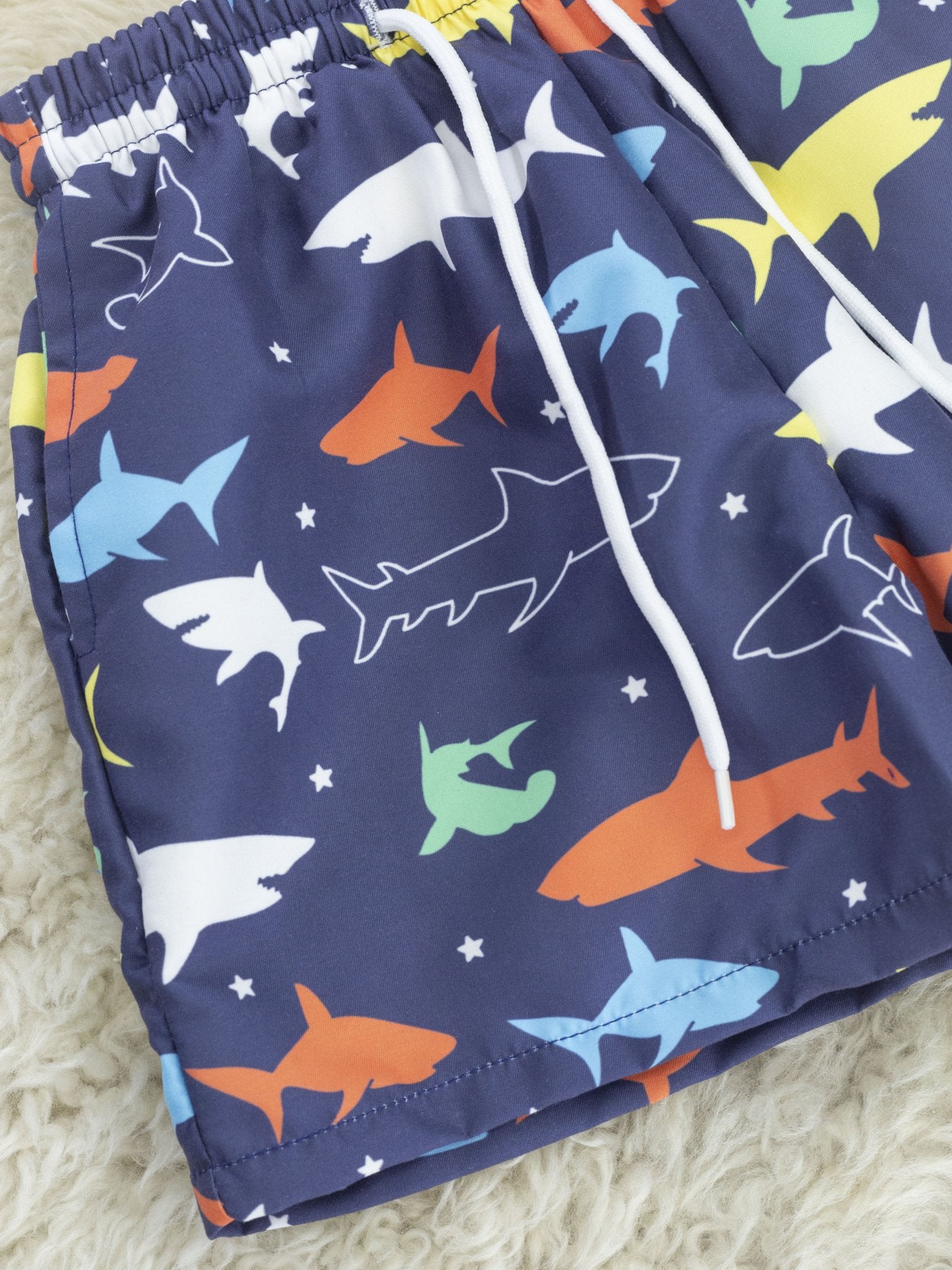 Deep Navy Shark Swim Trunks - Marie Nicole Clothing