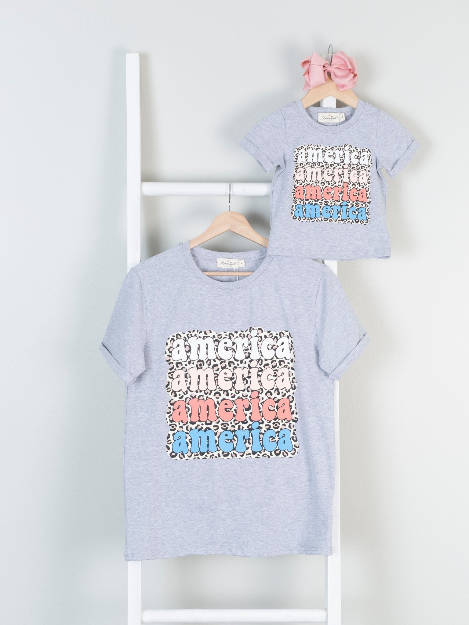 Mom & Me Leopard America Shirt - Marie Nicole Clothing