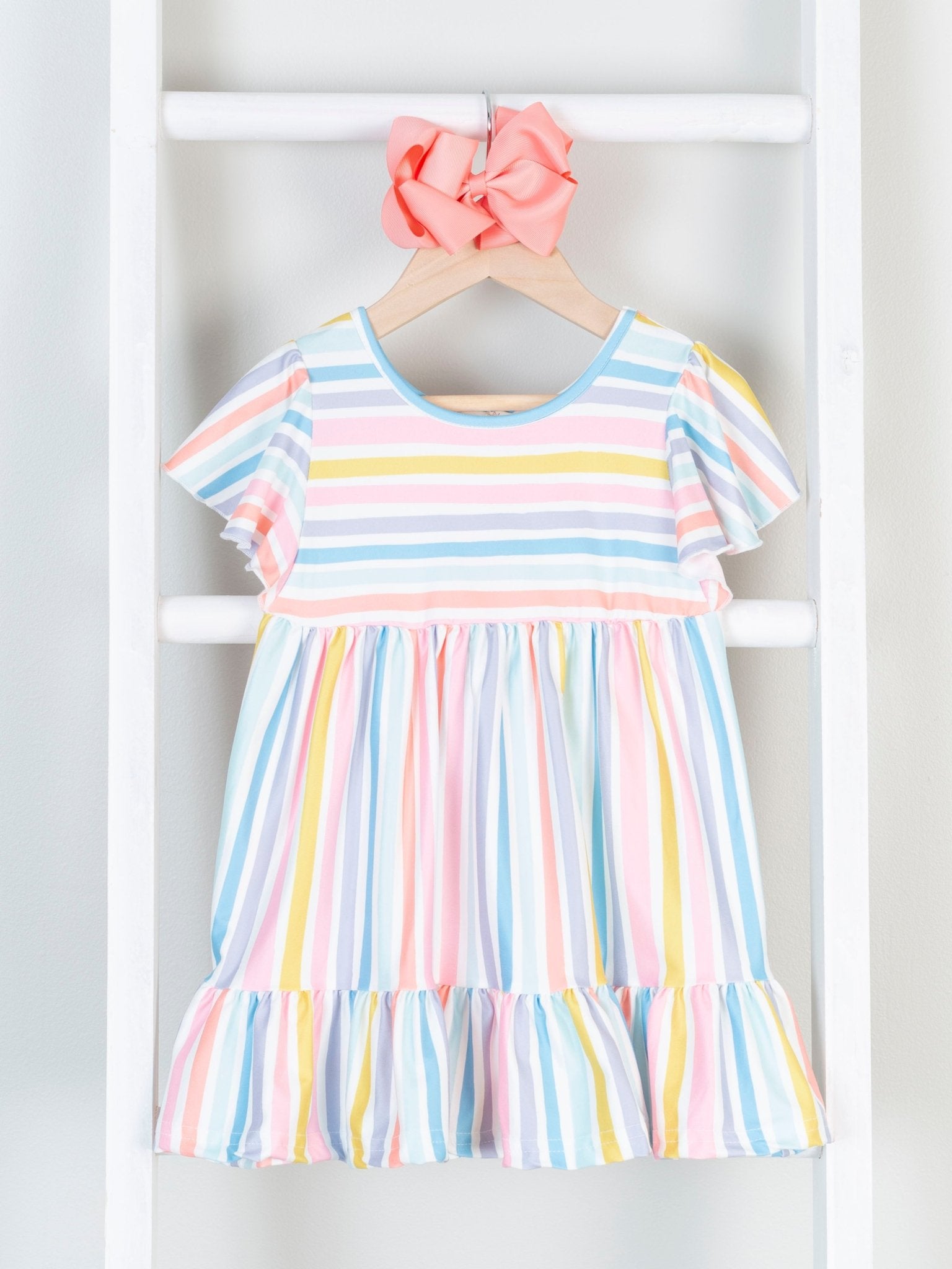 Mom & Me Tiered Bright Stripe Ruffle Dress - Marie Nicole Clothing