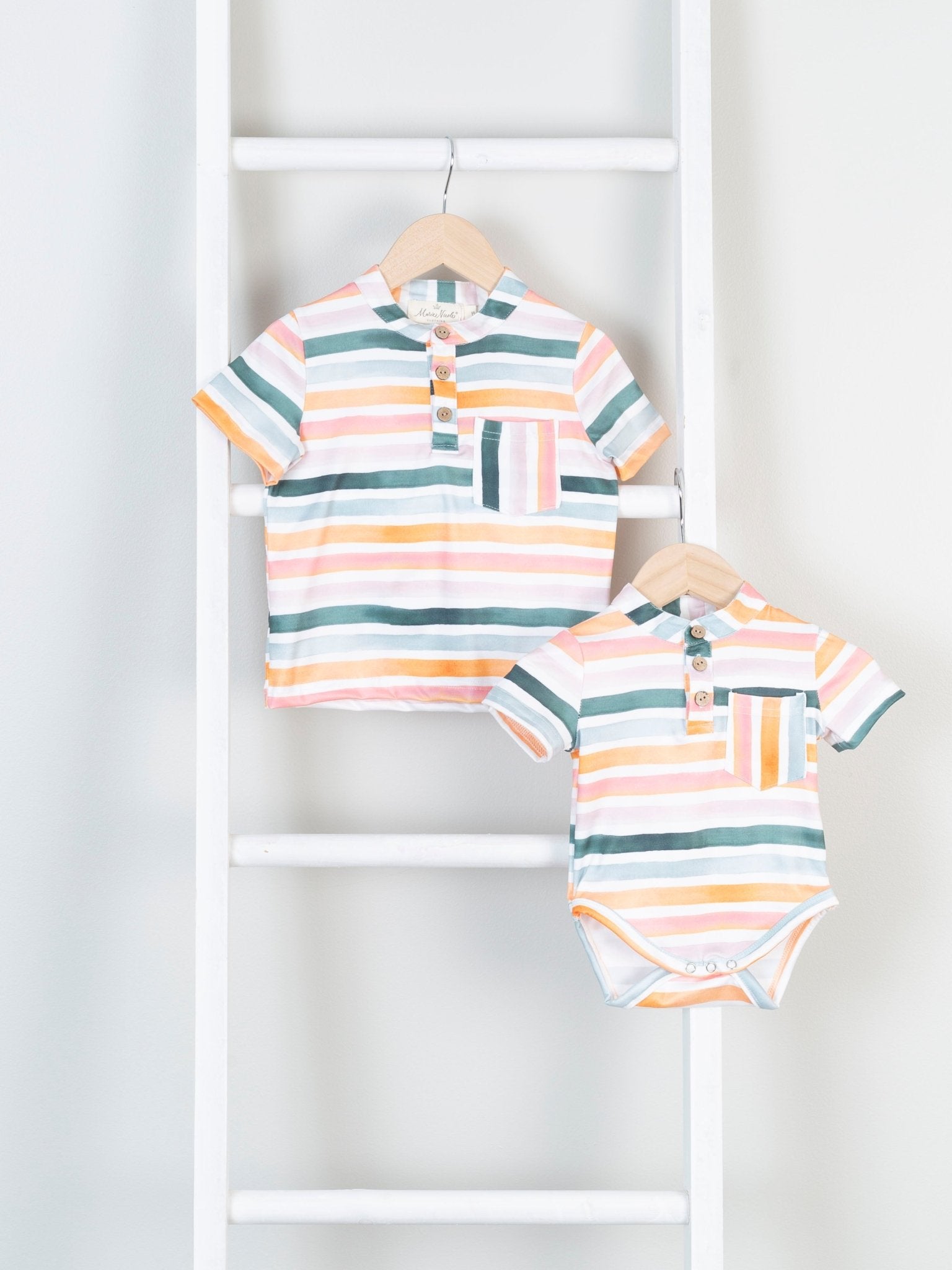 Stripe Pocket Polo & Romper - Marie Nicole Clothing